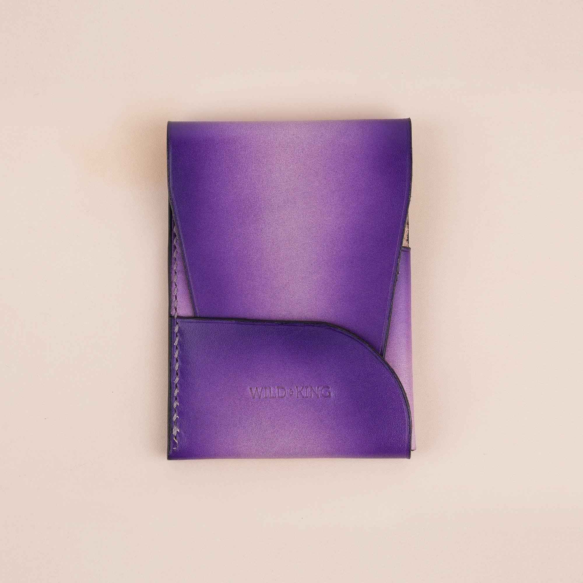 Patina Purple Leather Snap Card Holder - WildandKing