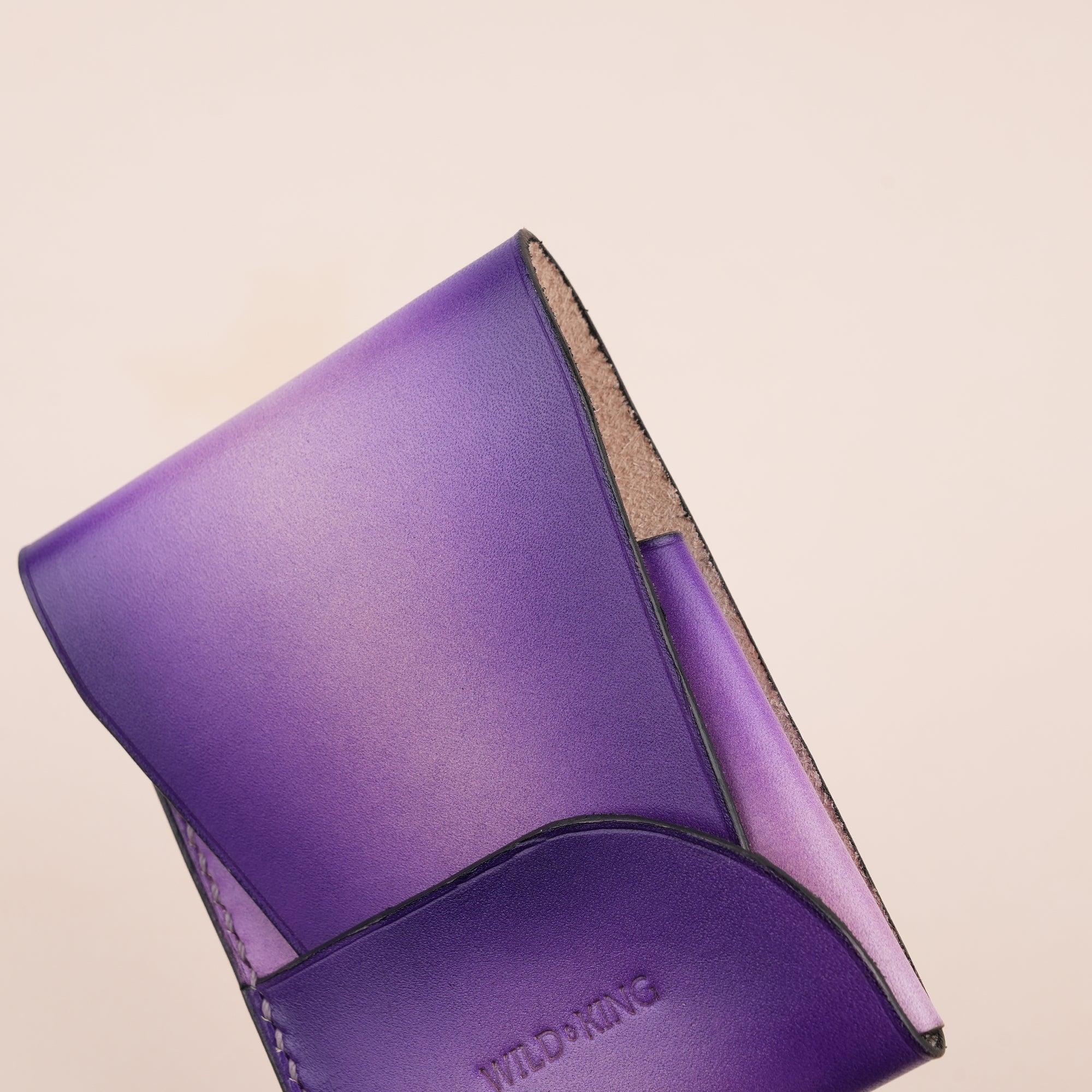 Patina Purple Leather Snap Card Holder - WildandKing