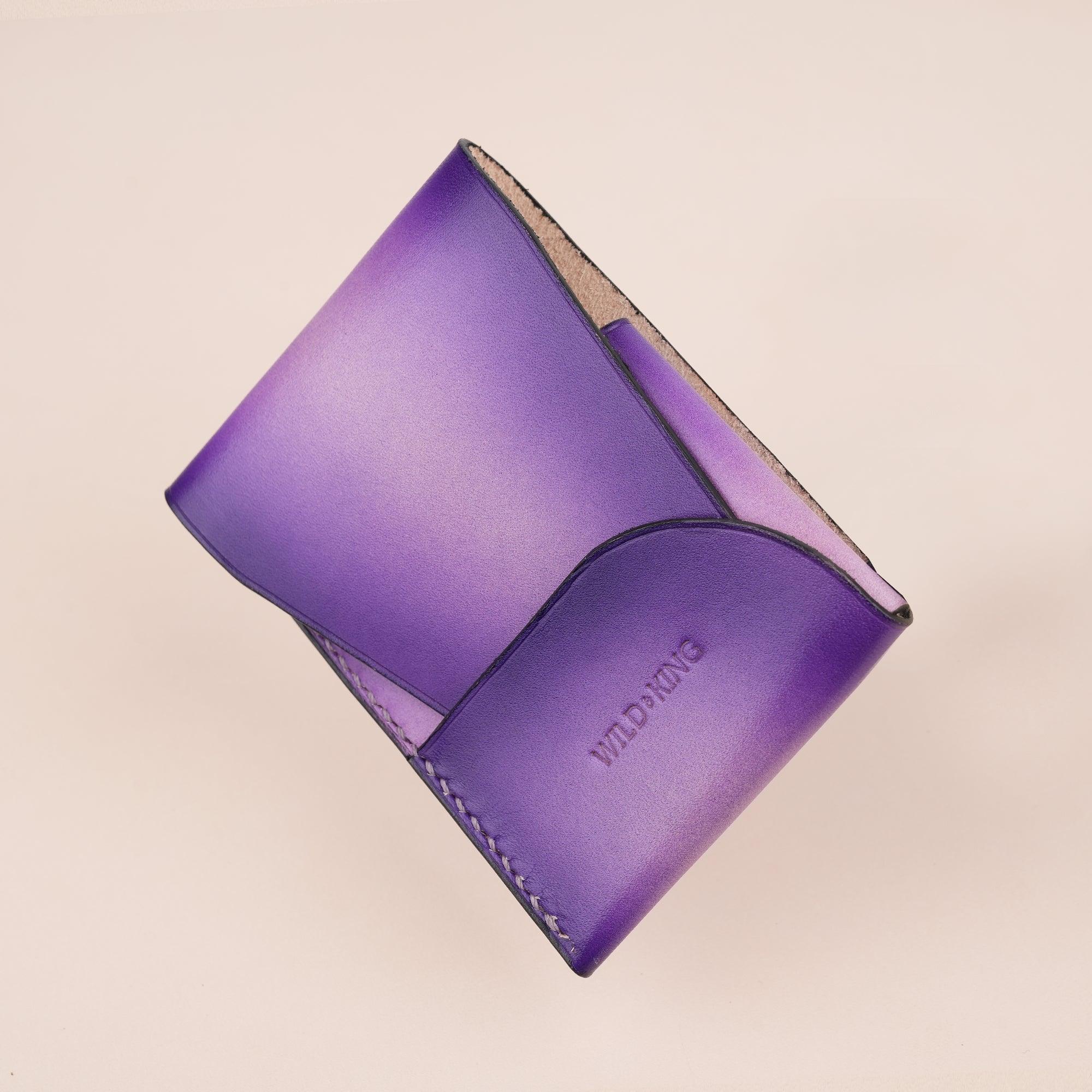 Patina Purple Leather Snap Card Holder - WildandKing