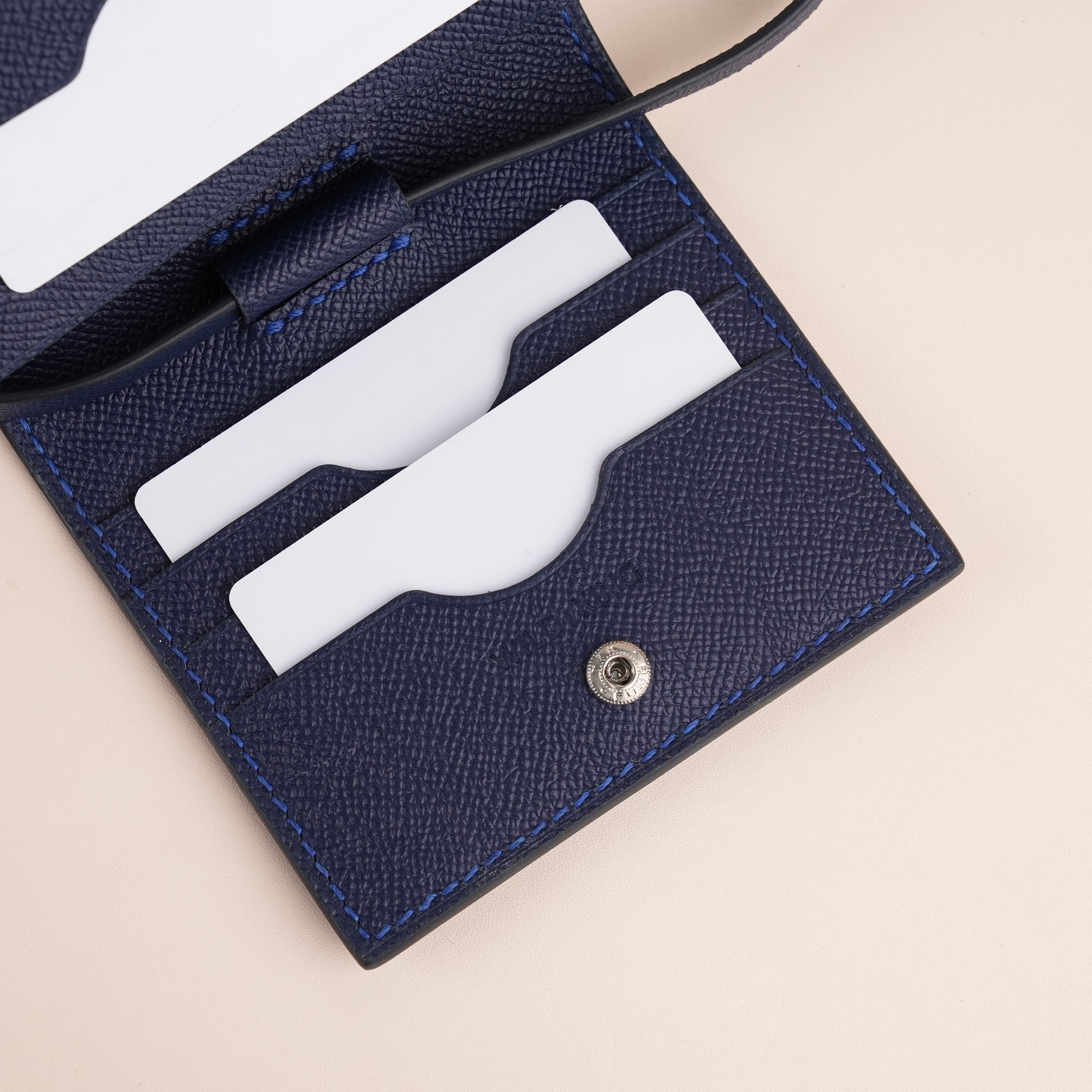 Navy Epsom Leather Crossbody Wallet