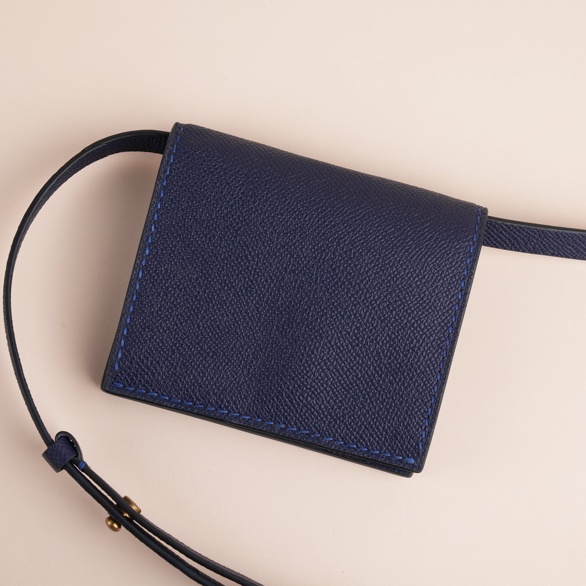 Navy Epsom Leather Crossbody Wallet