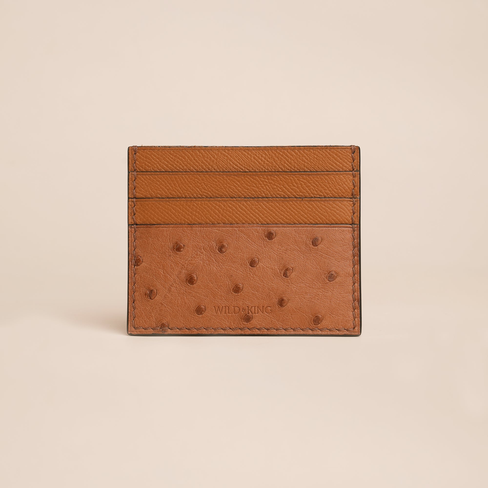 Brown Ostrich Leather Card Holder
