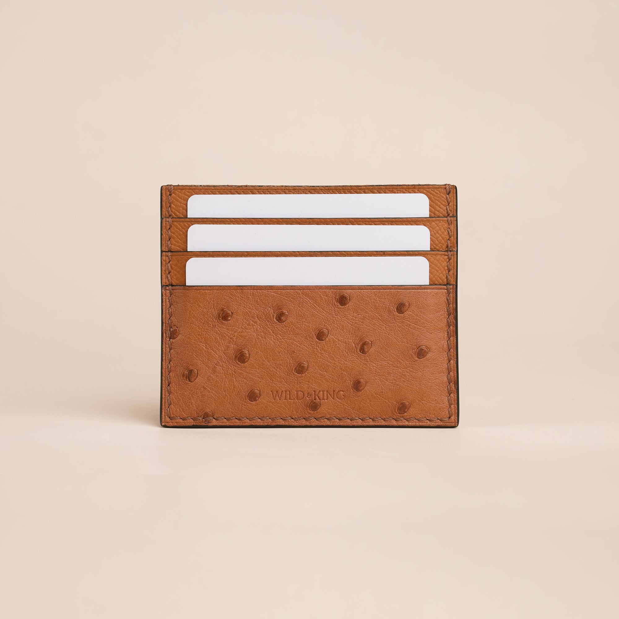 Brown Ostrich Leather Card Holder