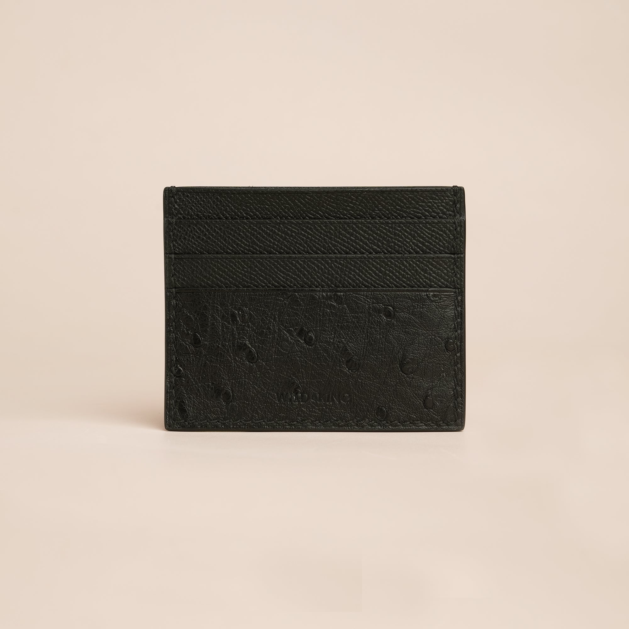 Black Ostrich Leather Card Holder