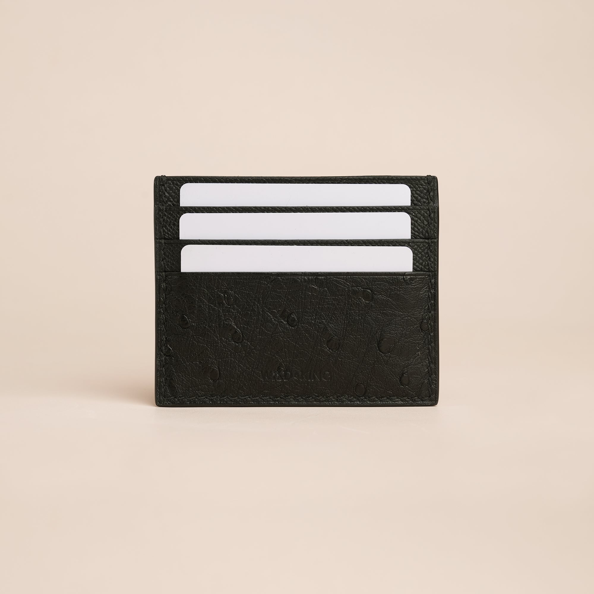 Black Ostrich Leather Card Holder