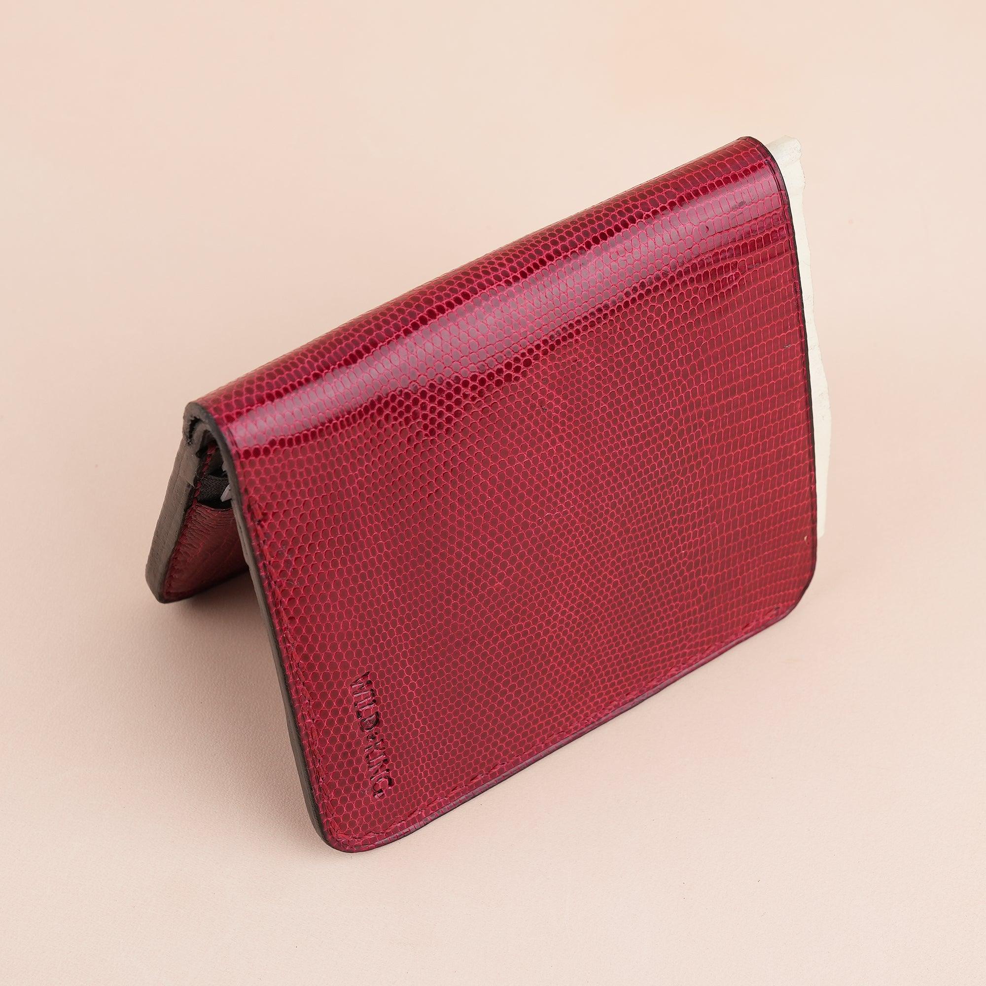 Red Lizard Leather Bifold Wallet - WildandKing