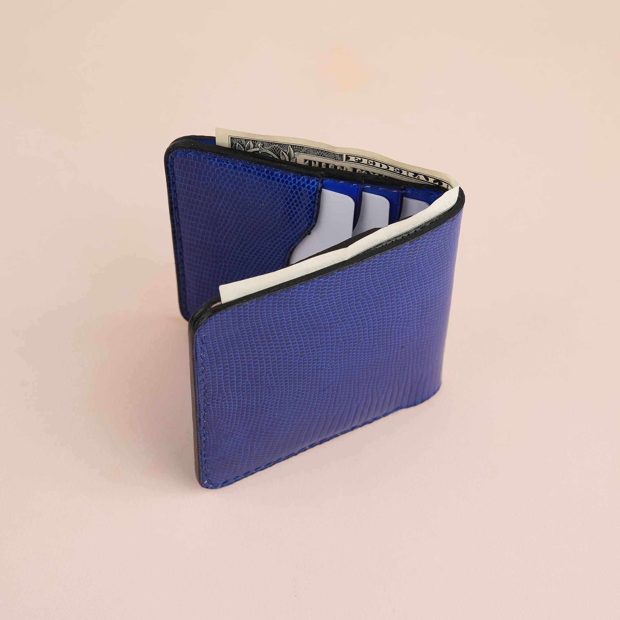 Blue Lizard Leather Bifold Wallet - WildandKing