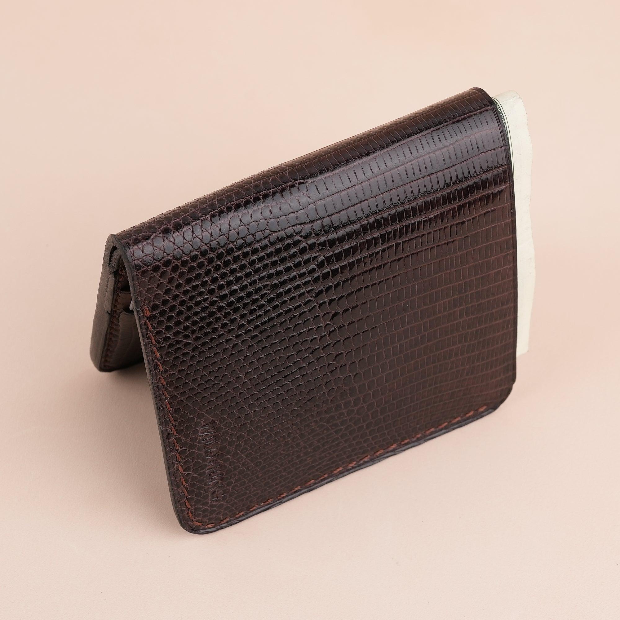 Brown Lizard Leather Bifold Wallet - WildandKing