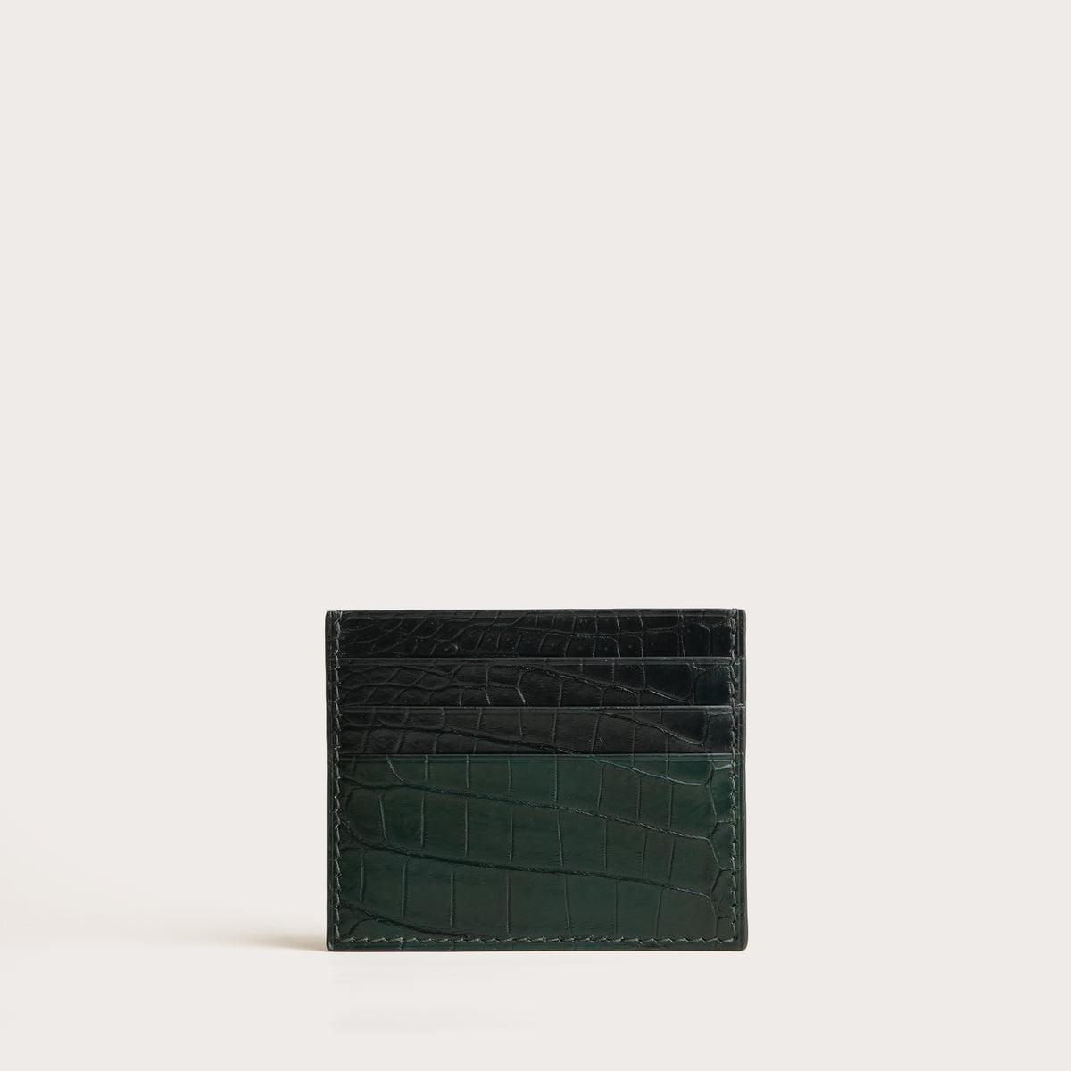 Midnight Green mix Dark Green Crocodile Leather Card Holder