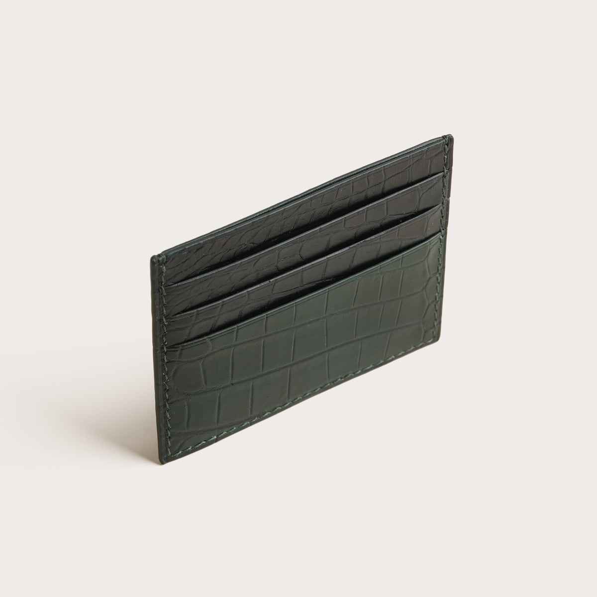 Midnight Green mix Dark Green Crocodile Leather Card Holder
