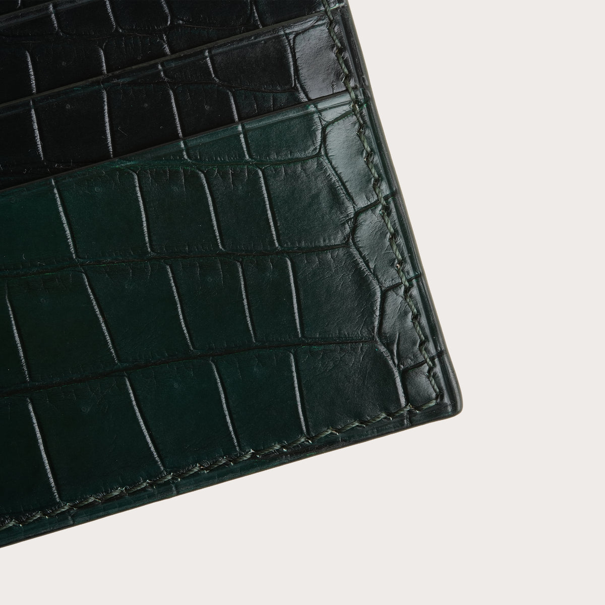 Midnight Green mix Dark Green Crocodile Leather Card Holder