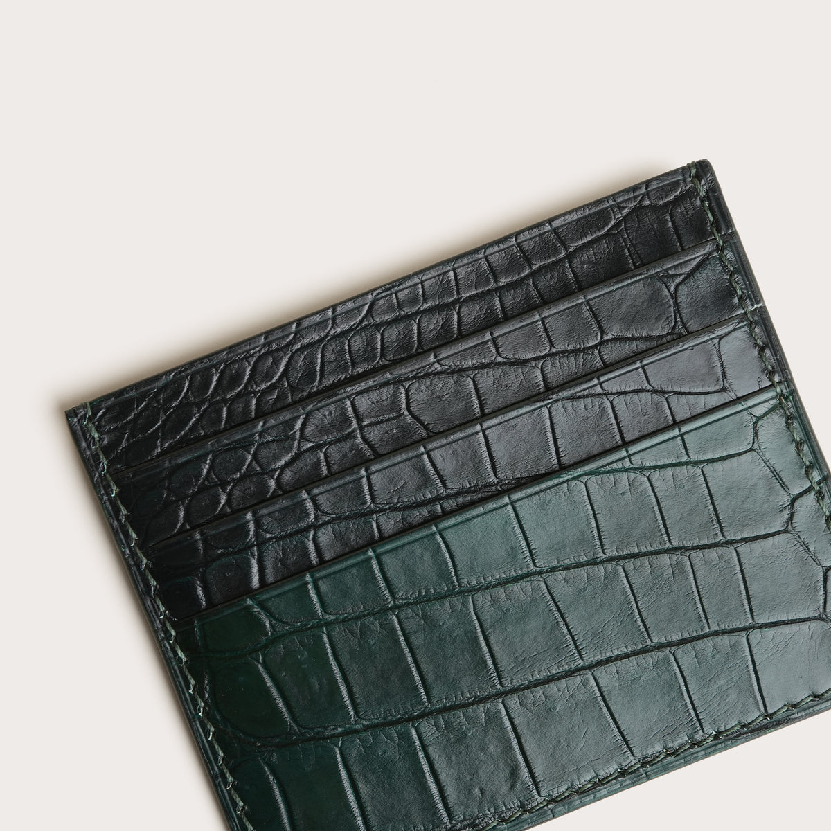 Midnight Green mix Dark Green Crocodile Leather Card Holder