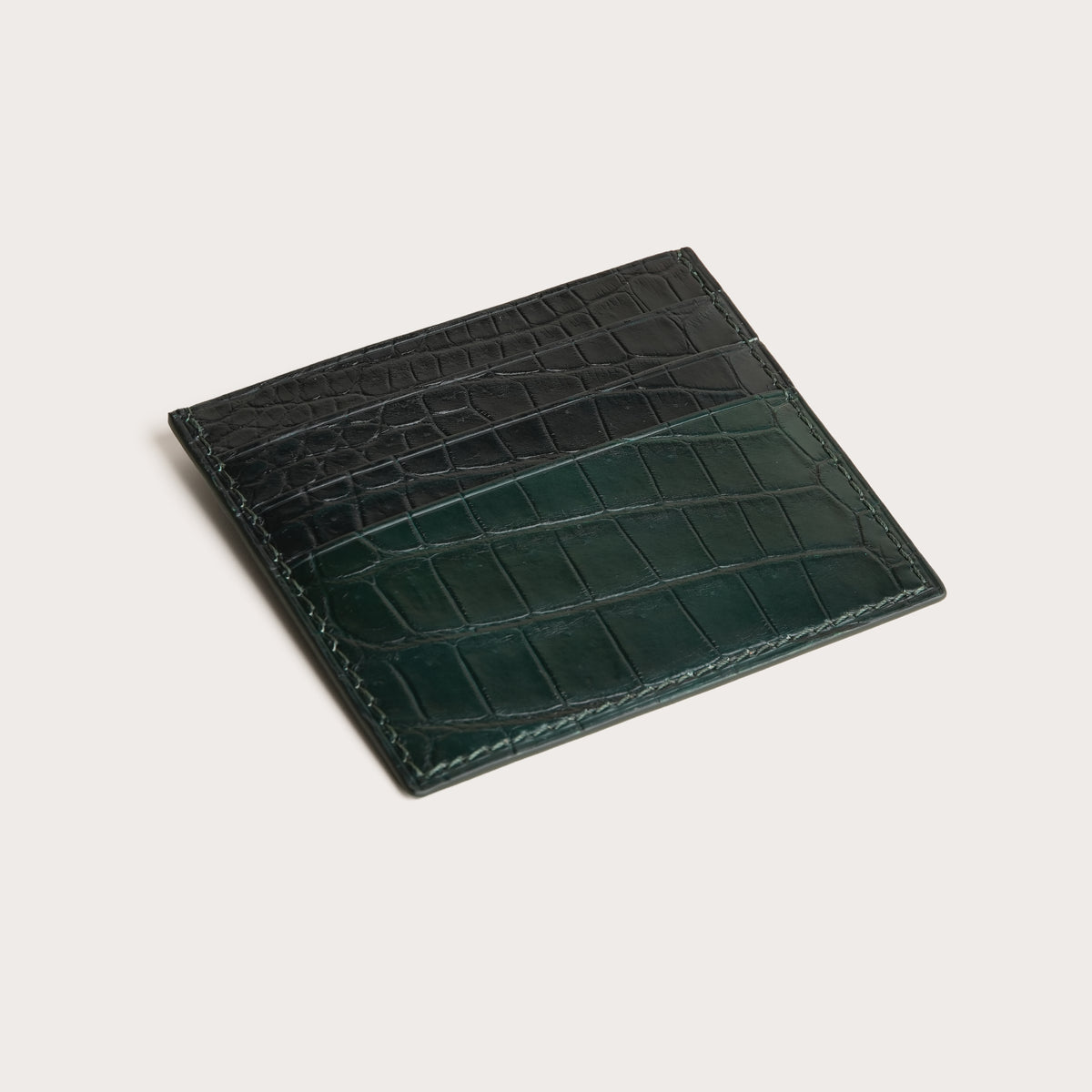 Midnight Green mix Dark Green Crocodile Leather Card Holder