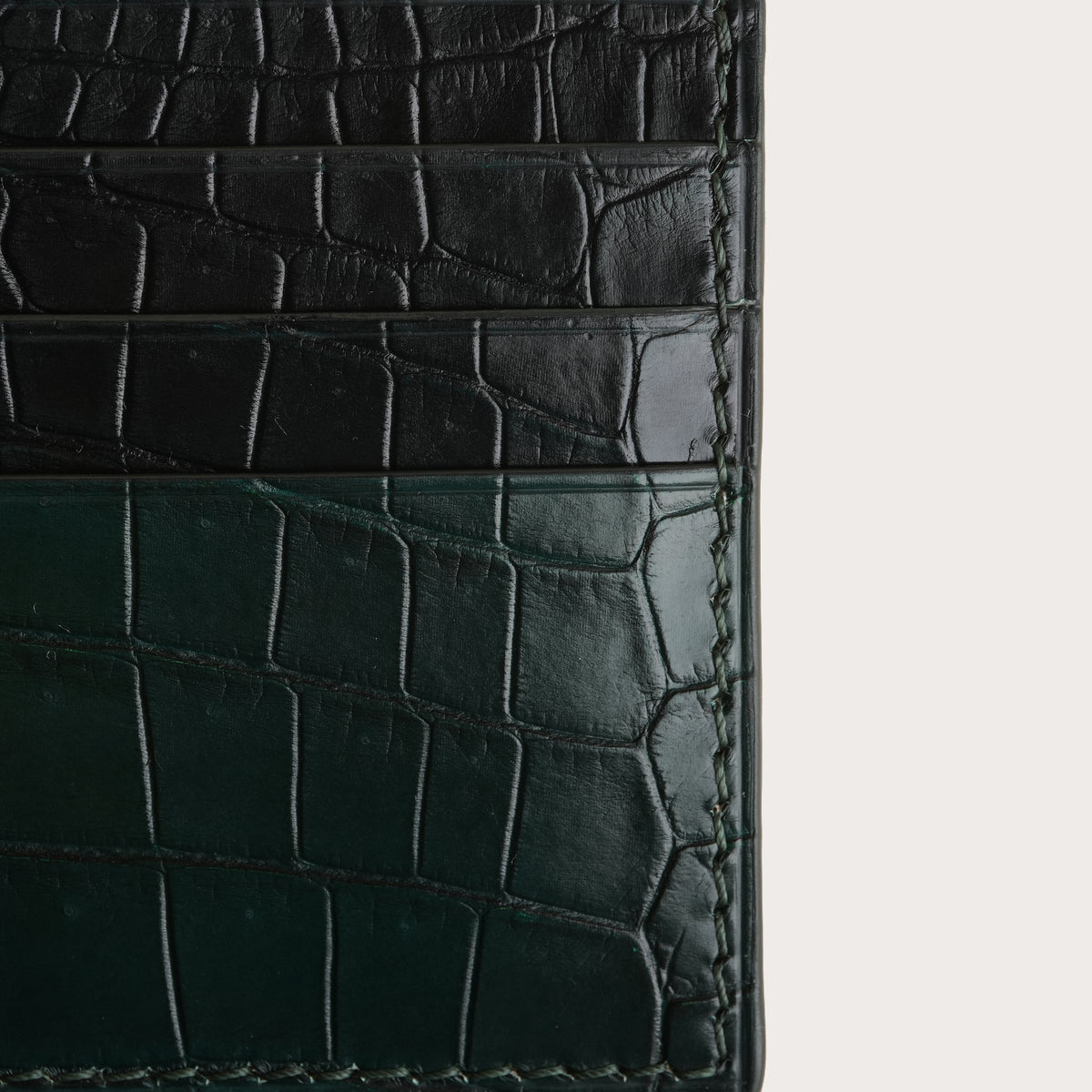 Midnight Green mix Dark Green Crocodile Leather Card Holder