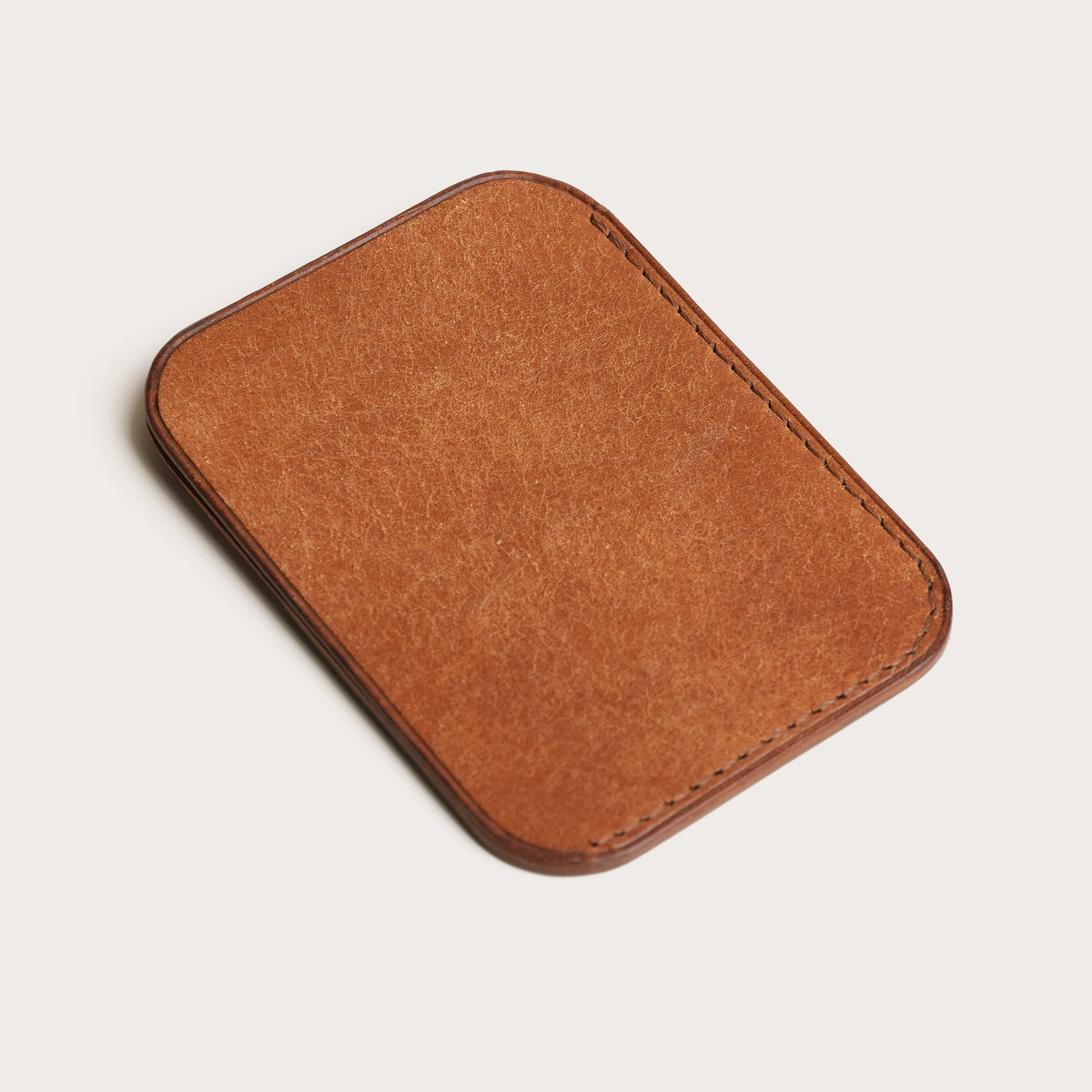 Minimalist Dark Brown Pueblo Leather Open Side Card Holder - Wild & King word