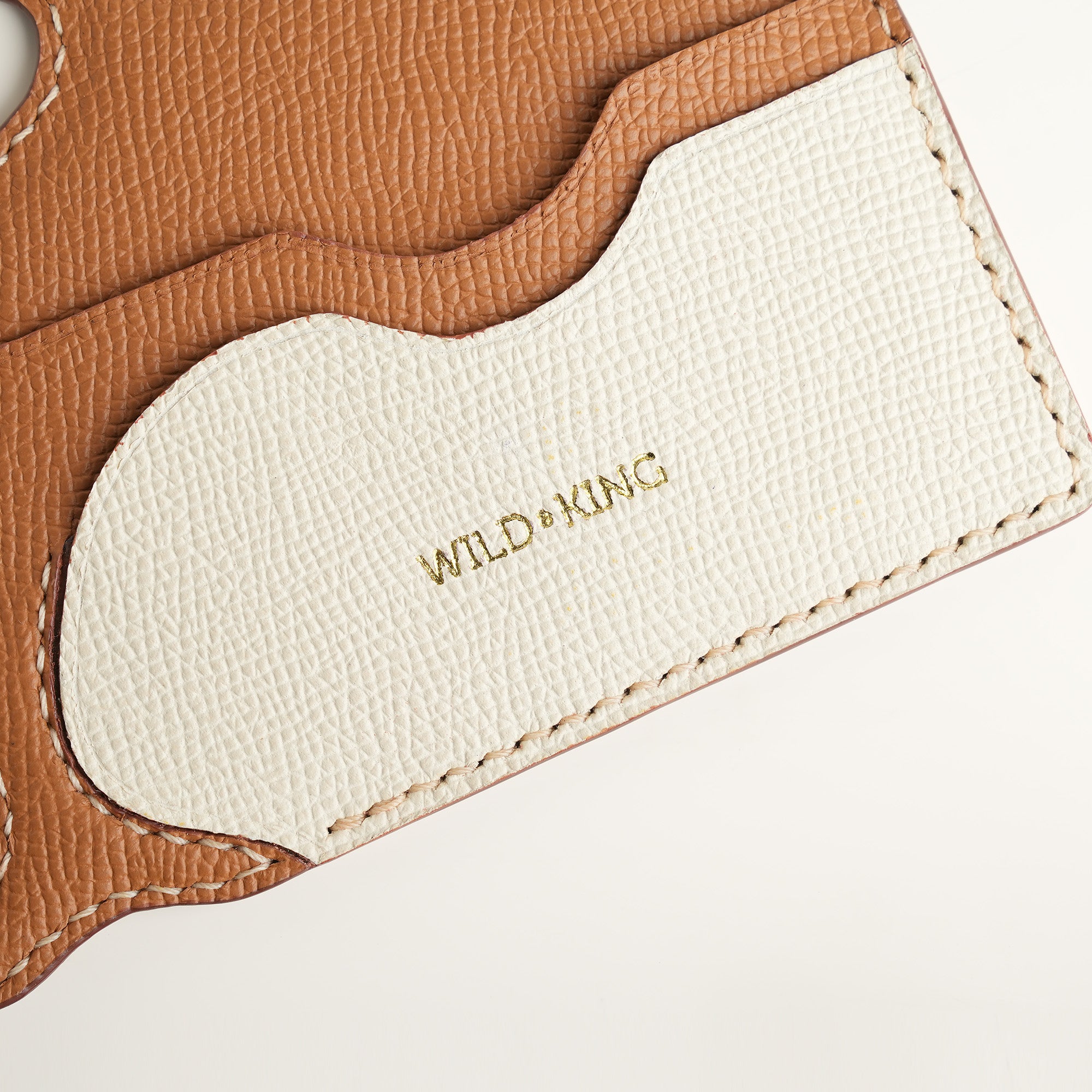 Minimalist Golden Epsom Leather Card Holder - Dolphin Shape