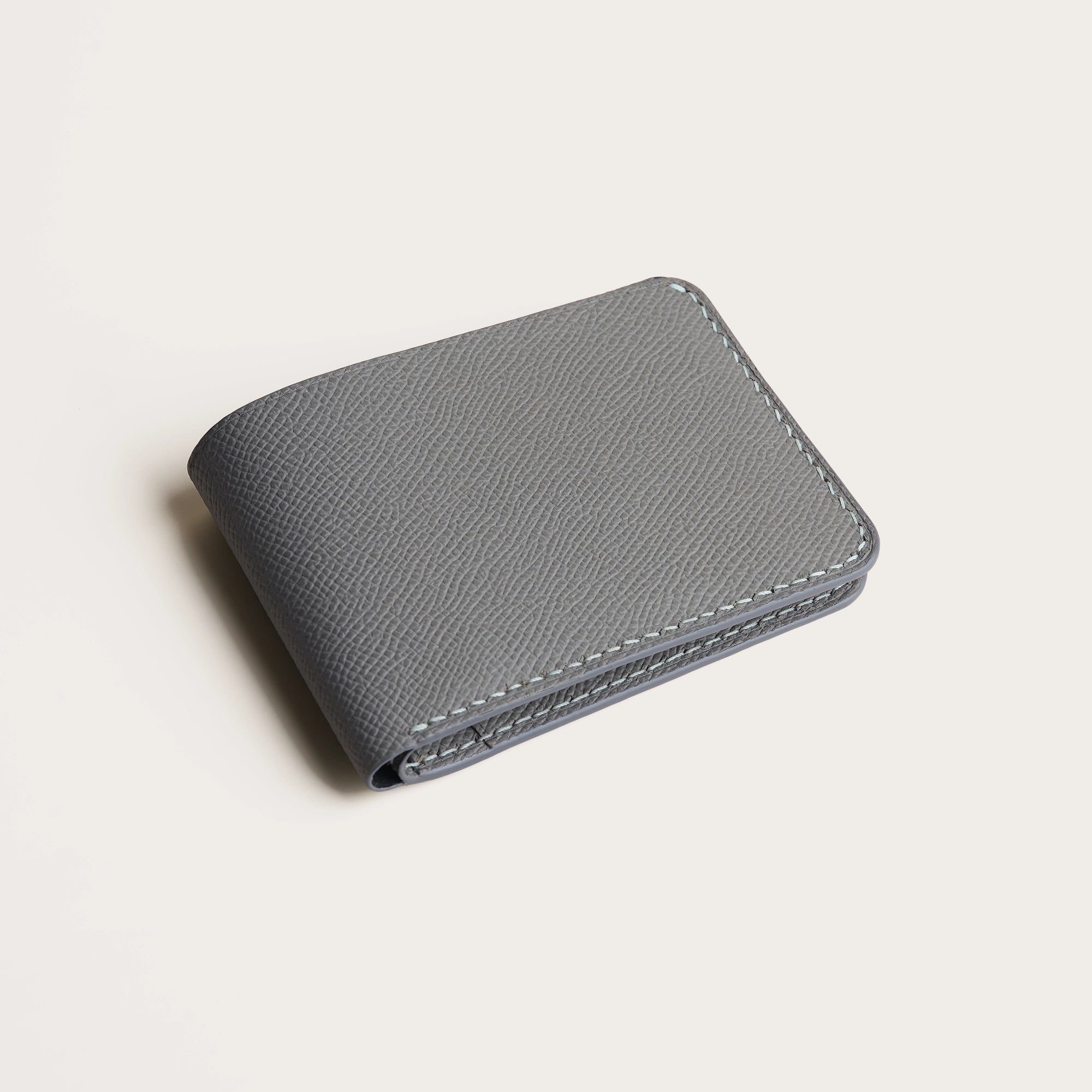 Minimalist Grey Epsom Leather Wing Bifold Wallet - Double Stupid Alligator