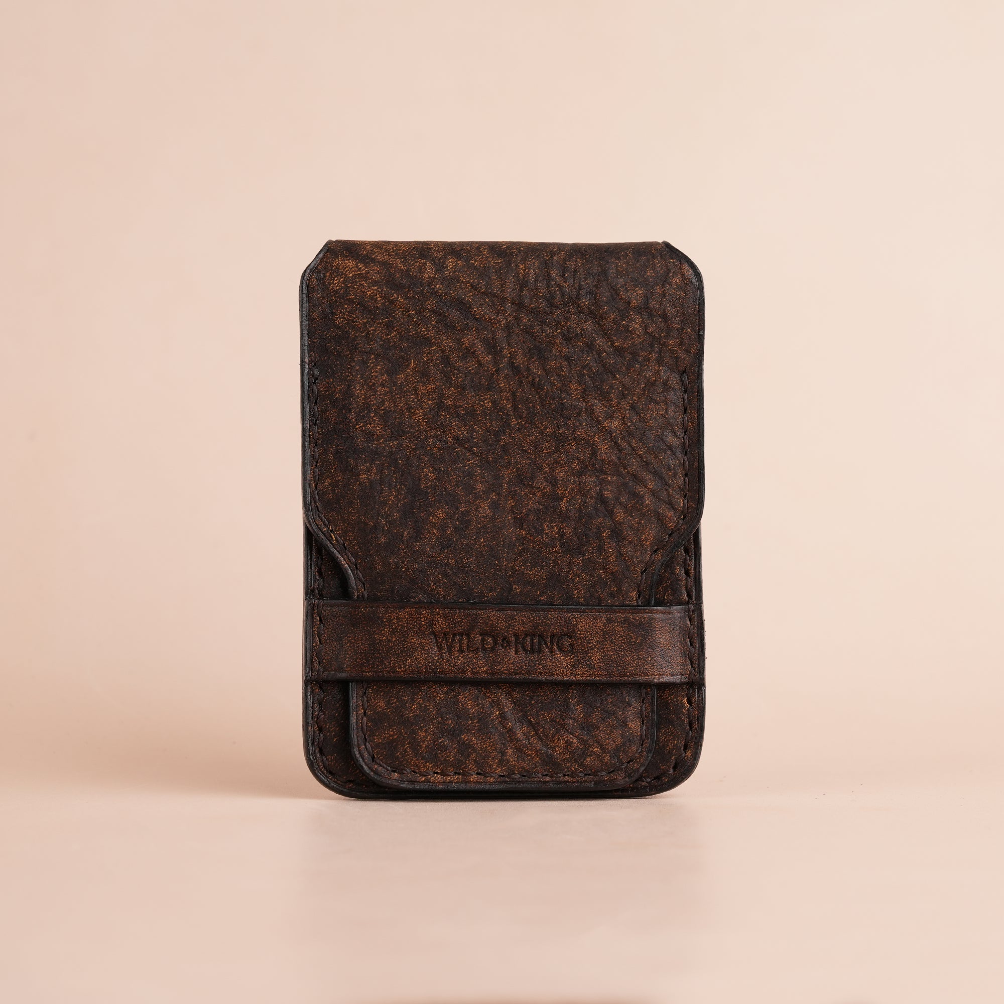 Minimalist Brown Habana Leather Snap Card Coin Wallet