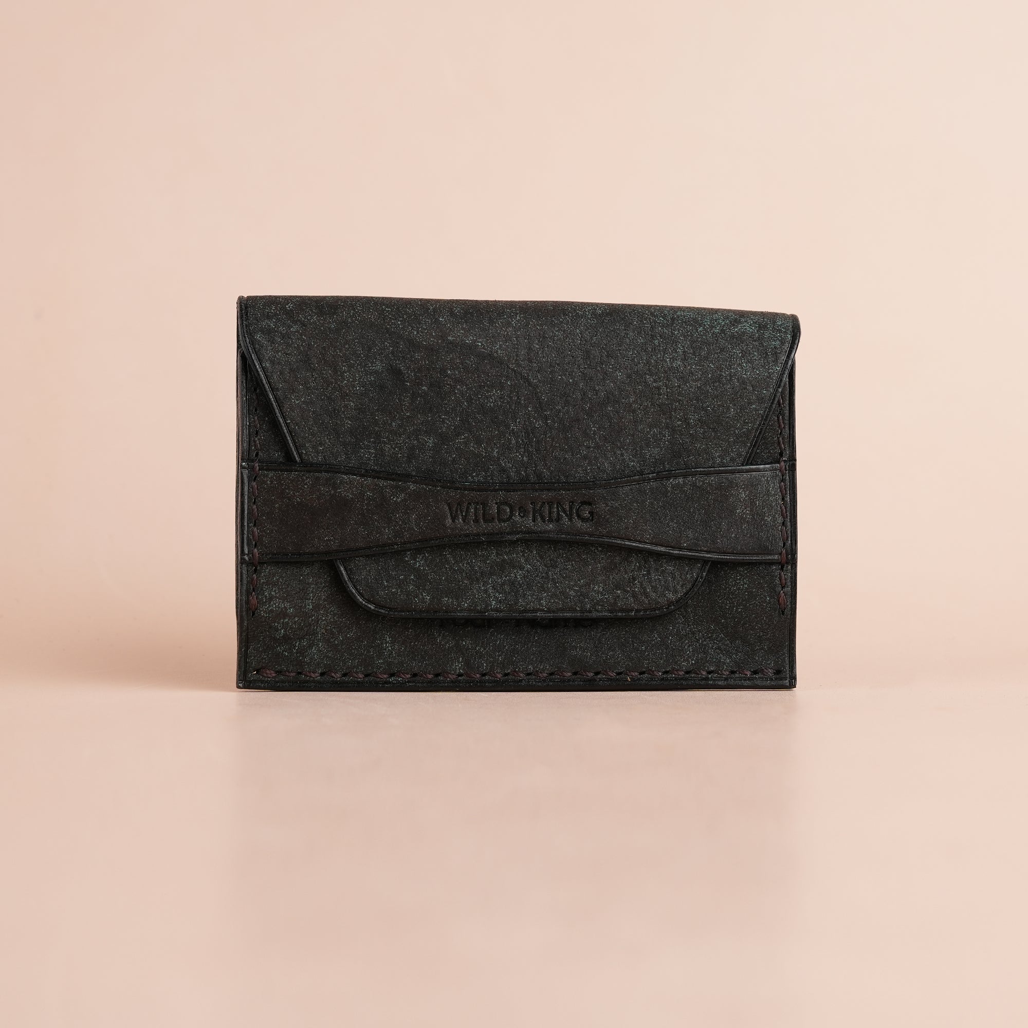 Minimalist Green Habana Leather Snap Card Wallet