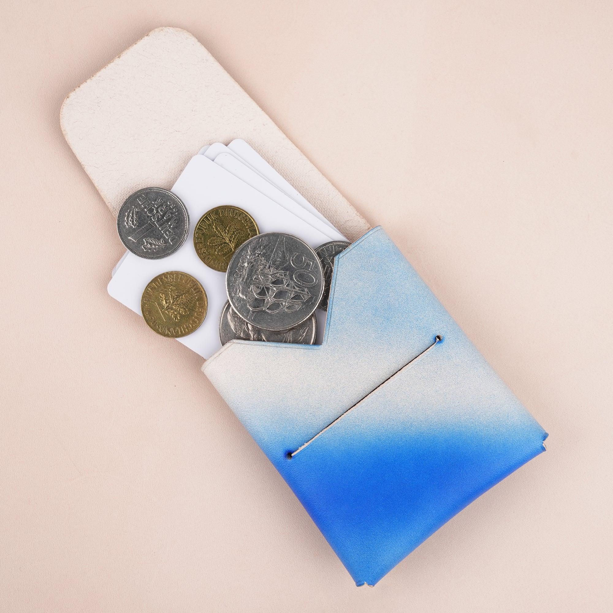 Patina Blue Minimalist Leather Origami Snap Wallet - WildandKing