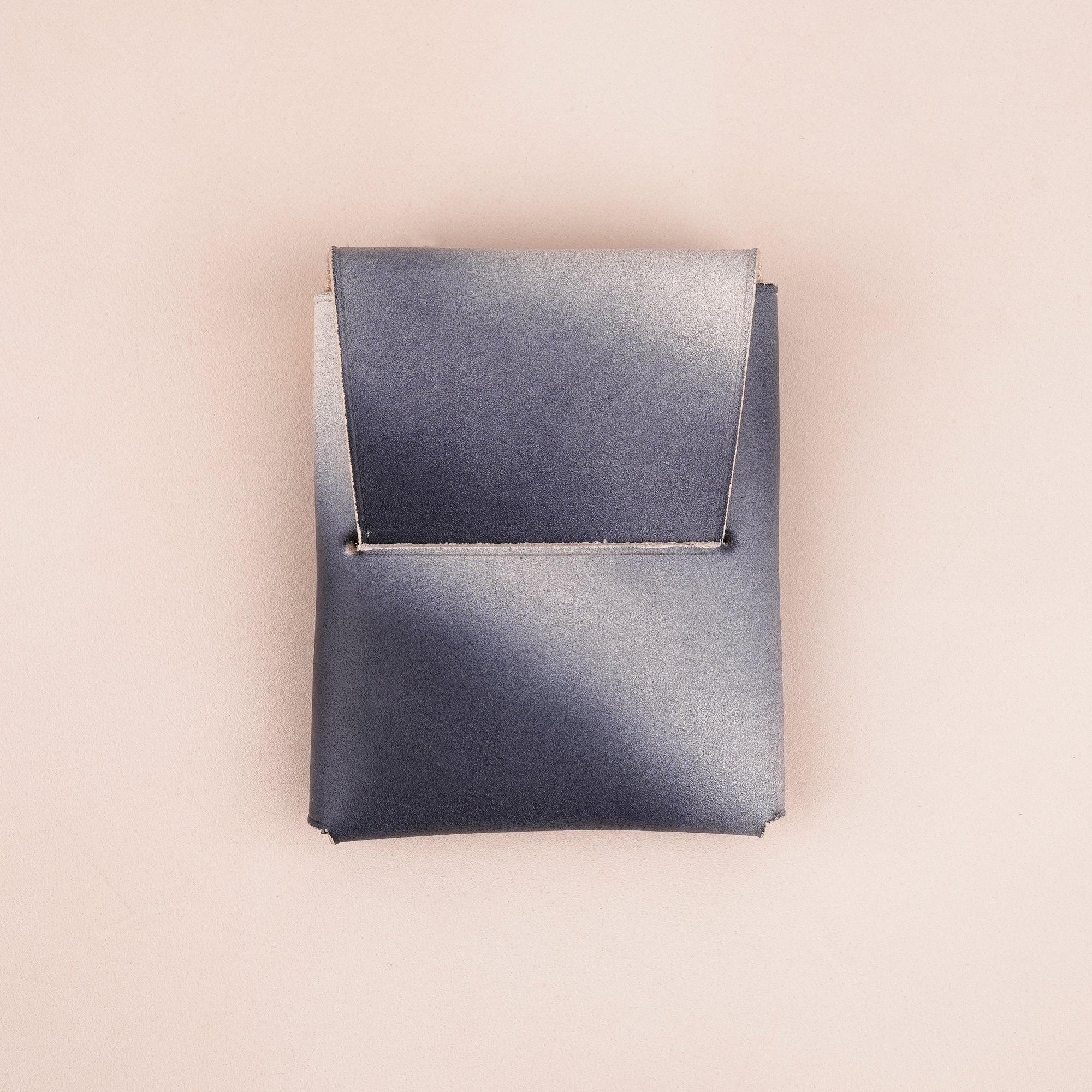 Patina Black Minimalist Leather Origami Snap Wallet - WildandKing