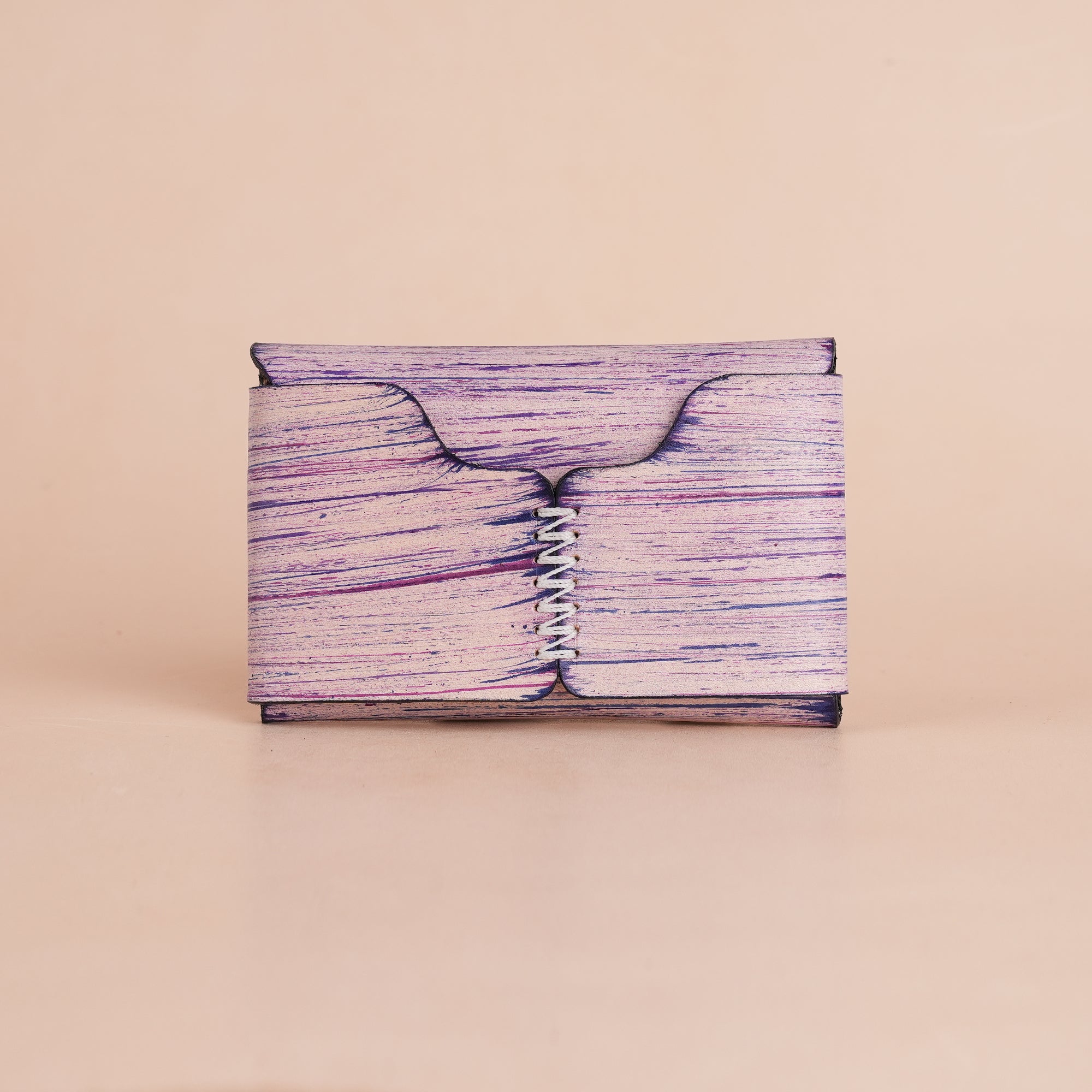 Minimalist Purple Leather Snap Wallet - Natural Streaks