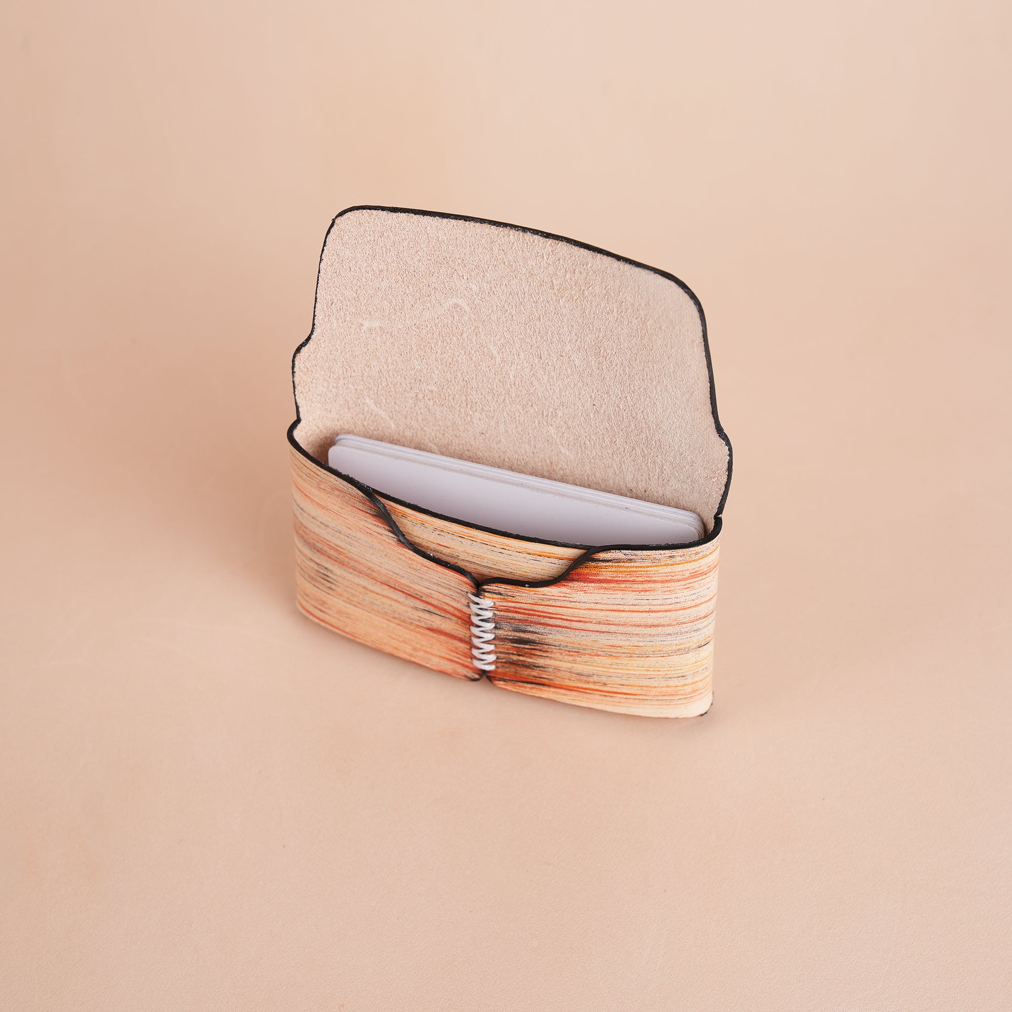 Minimalist Burnt Sienna Leather Snap Wallet - Natural Streaks