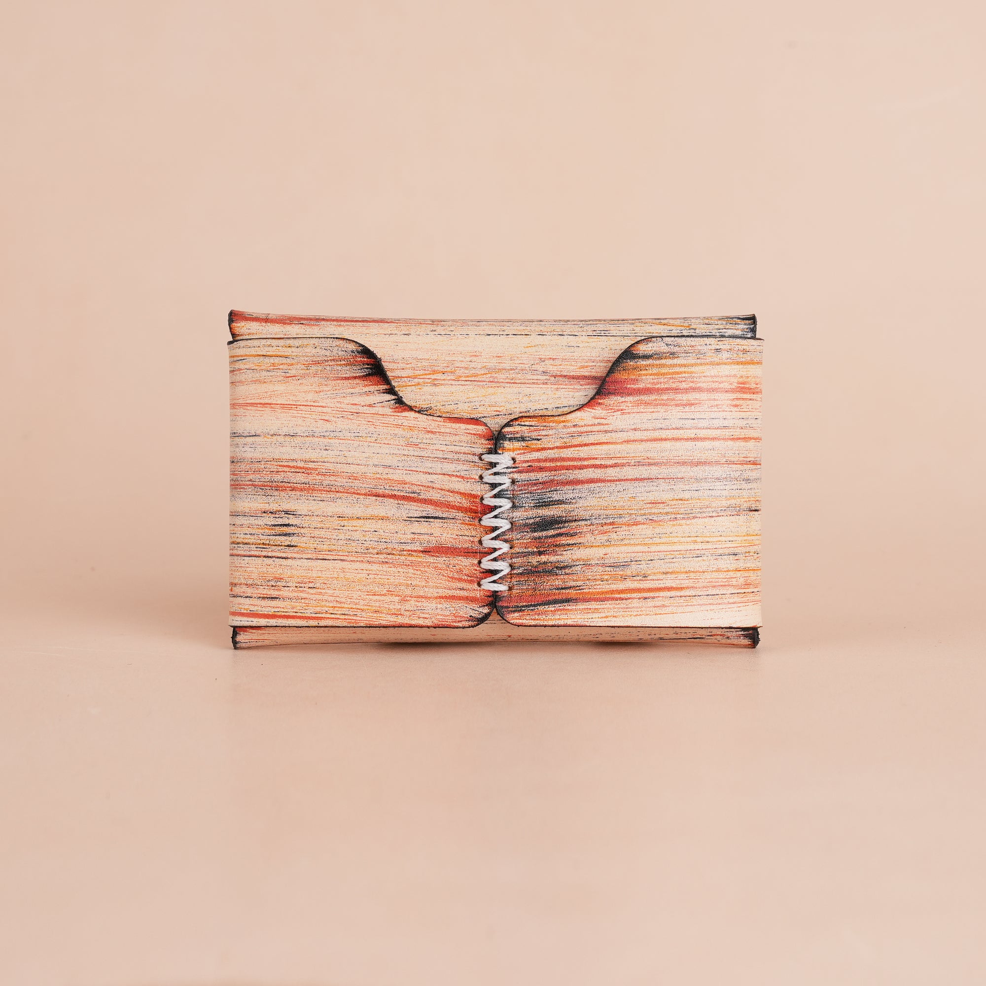 Minimalist Burnt Sienna Leather Snap Wallet - Natural Streaks