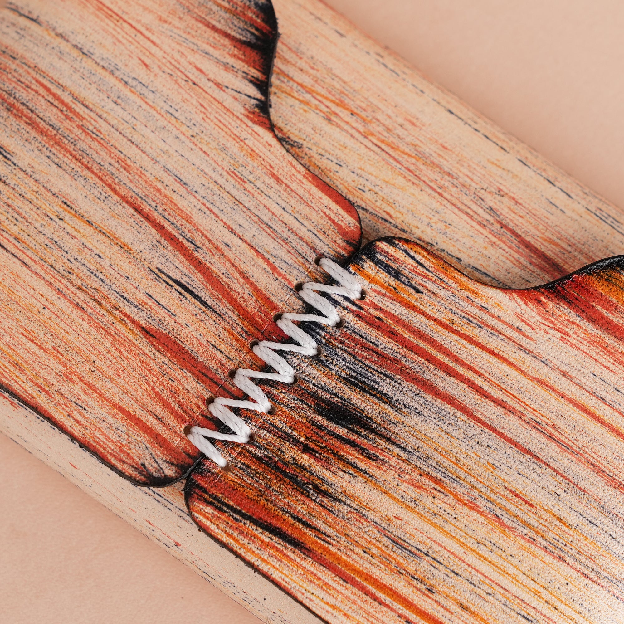 Minimalist Burnt Sienna Leather Snap Wallet - Natural Streaks