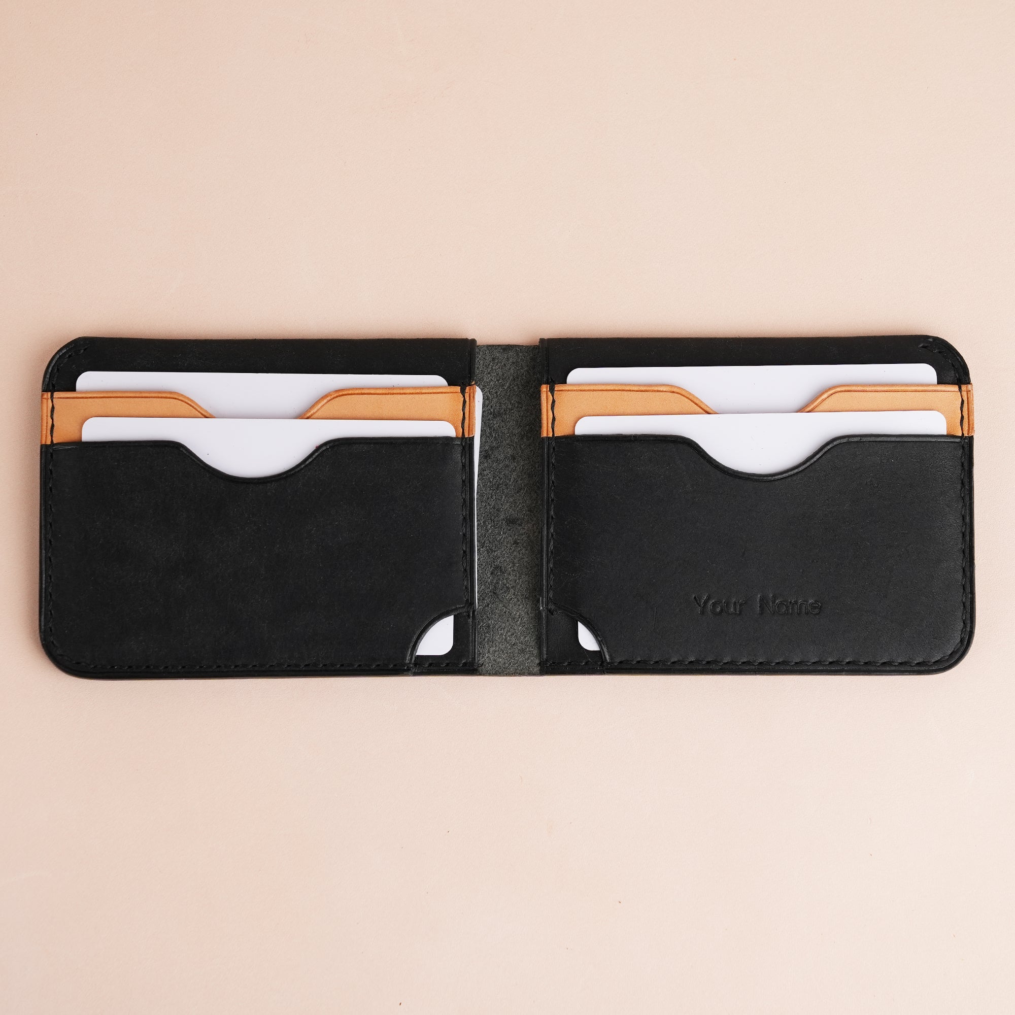 Minimalist Black Pueblo Leather Wing Bifold Wallet