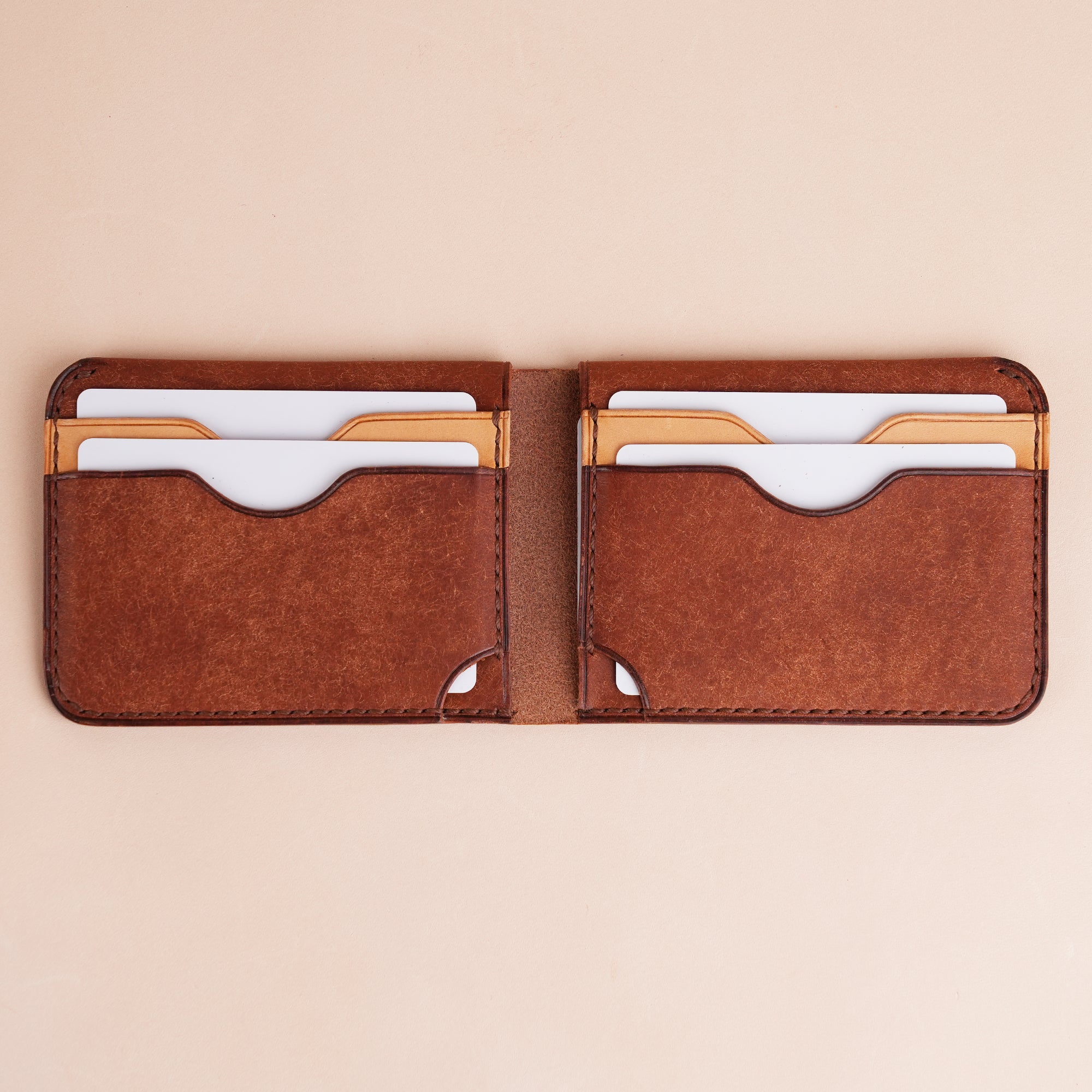 Minimalist Brown Pueblo Leather Wing Bifold Wallet