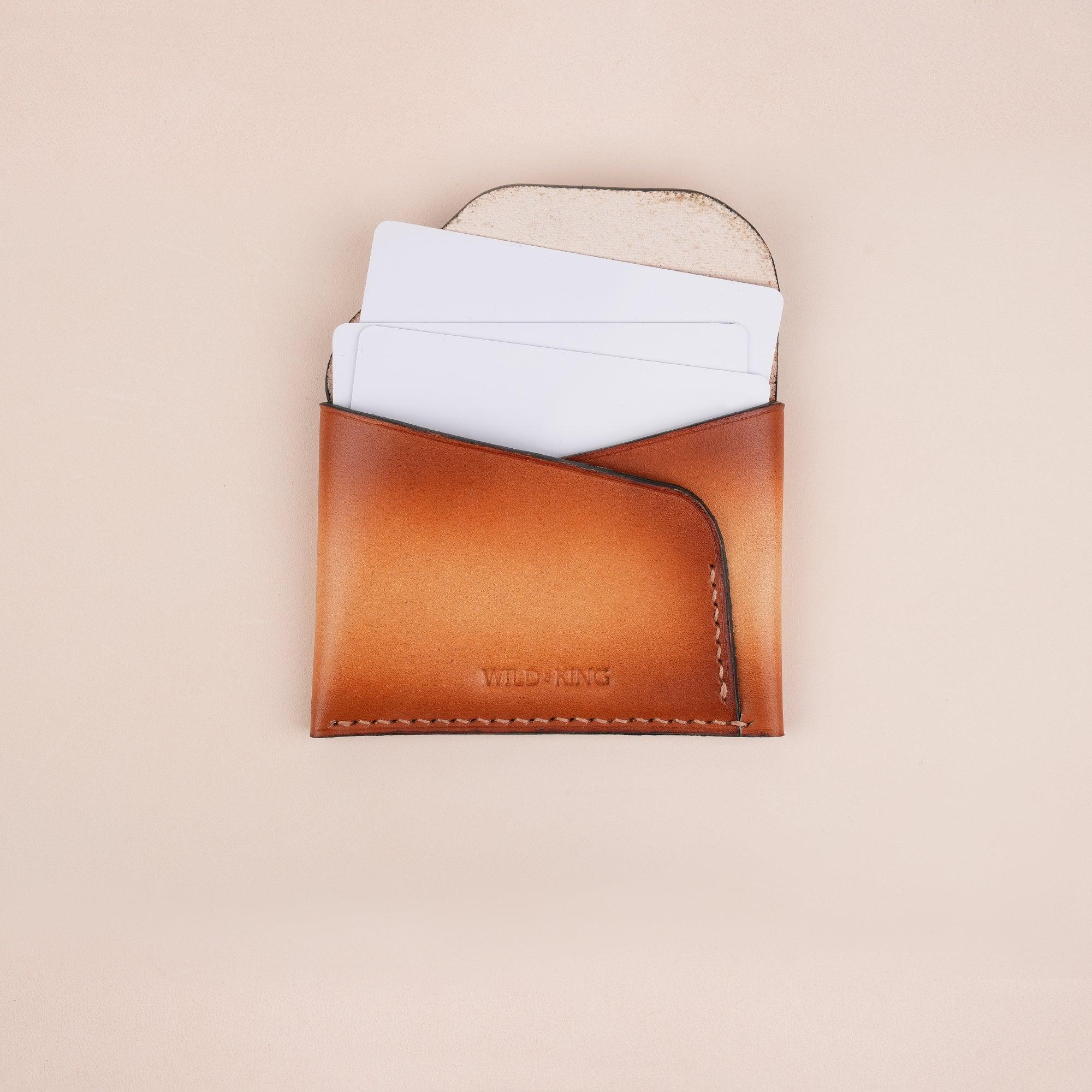 Golden Minimalist Leather Snap Card Wallet - WildandKing