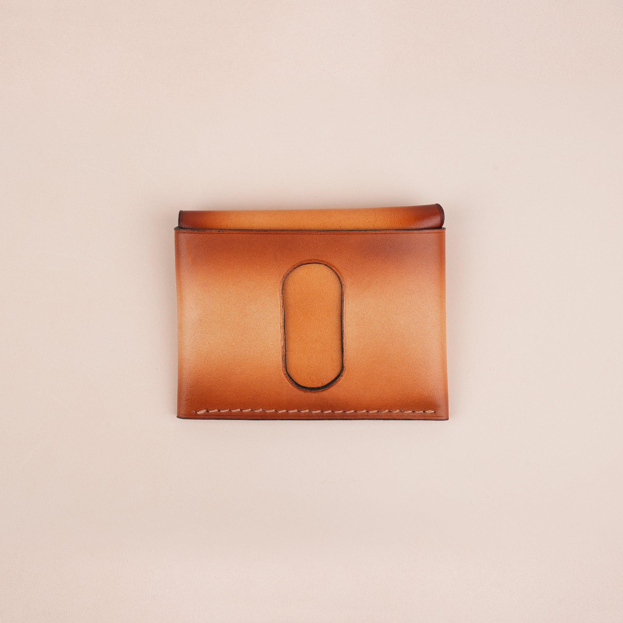 Golden Minimalist Leather Snap Card Wallet - WildandKing