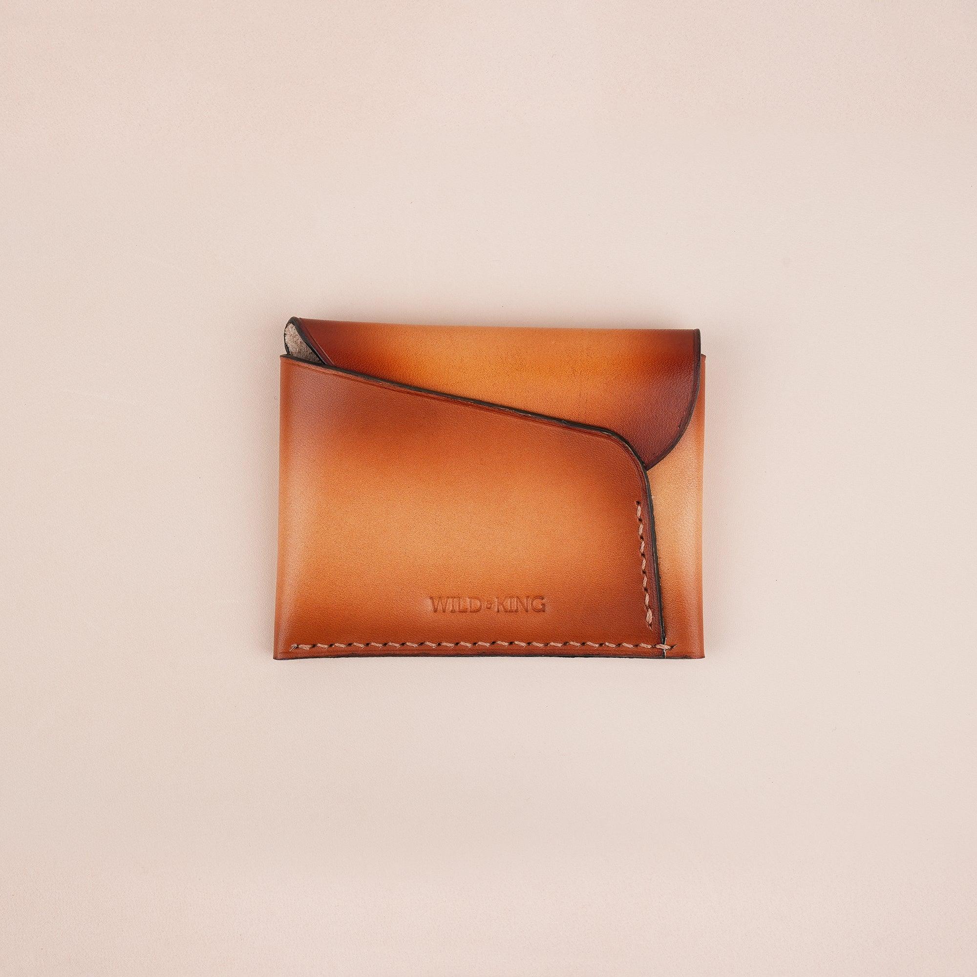 Golden Minimalist Leather Snap Card Wallet - WildandKing