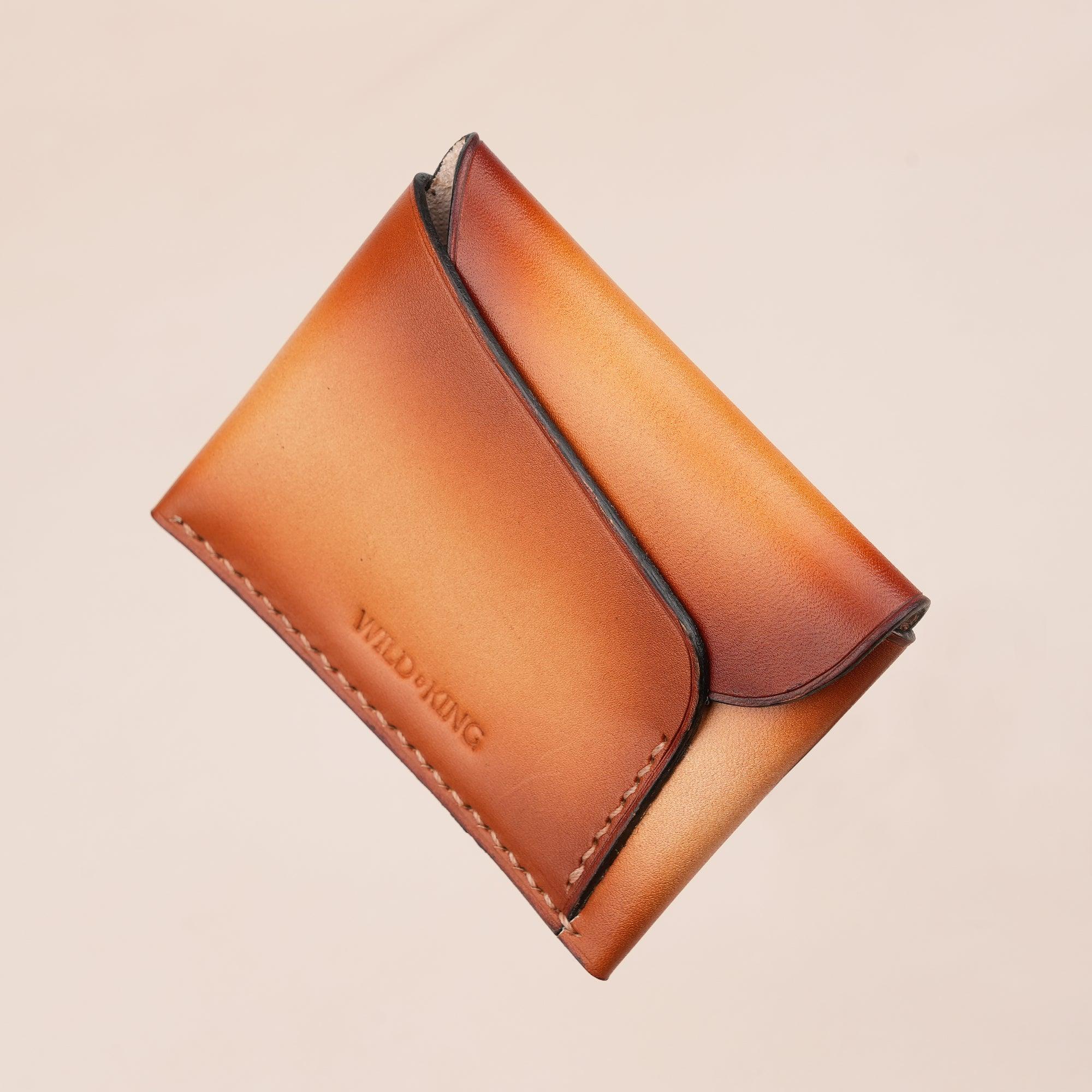 Golden Minimalist Leather Snap Card Wallet - WildandKing