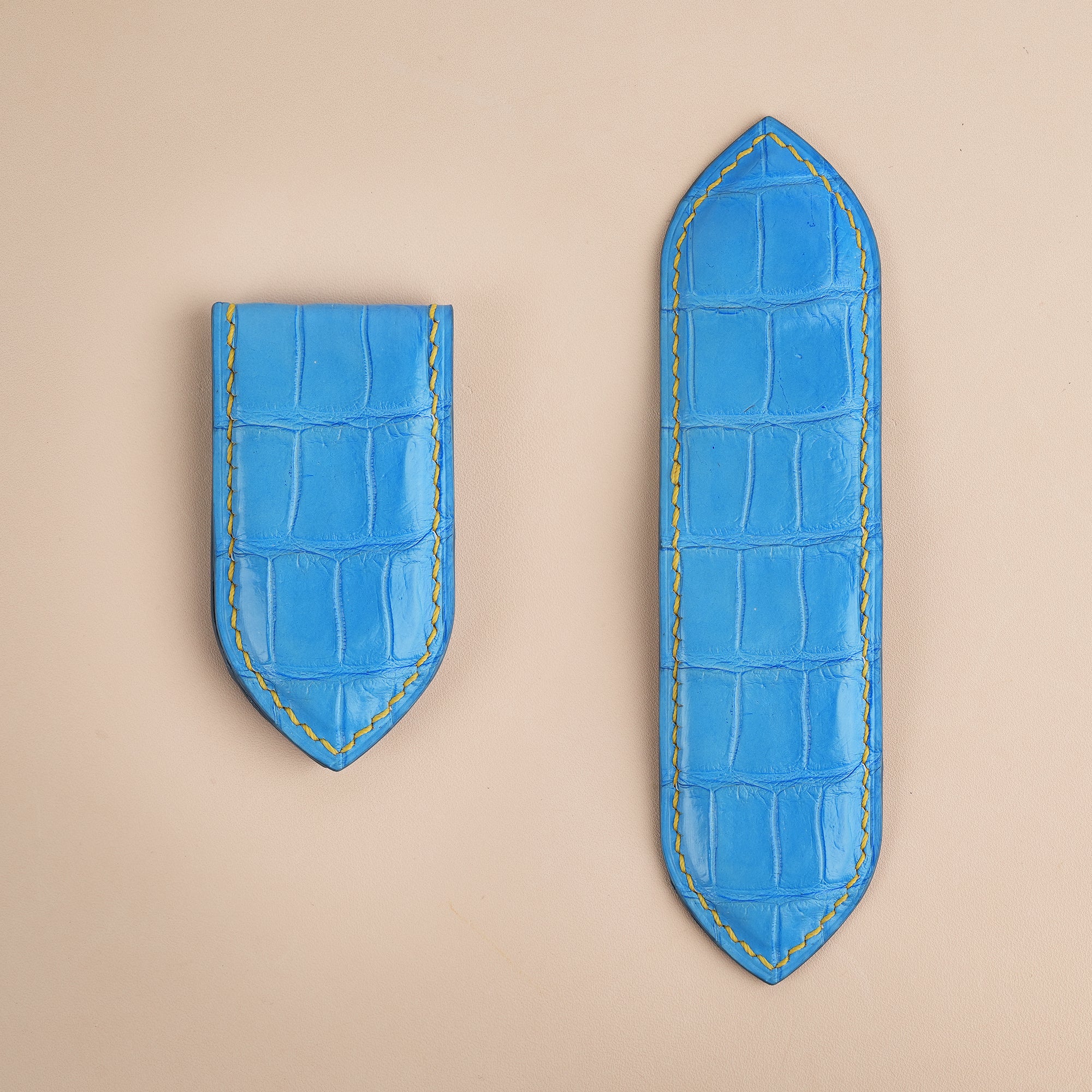 Miami Blue Alligator Leather Money Clip - Pointed Shape