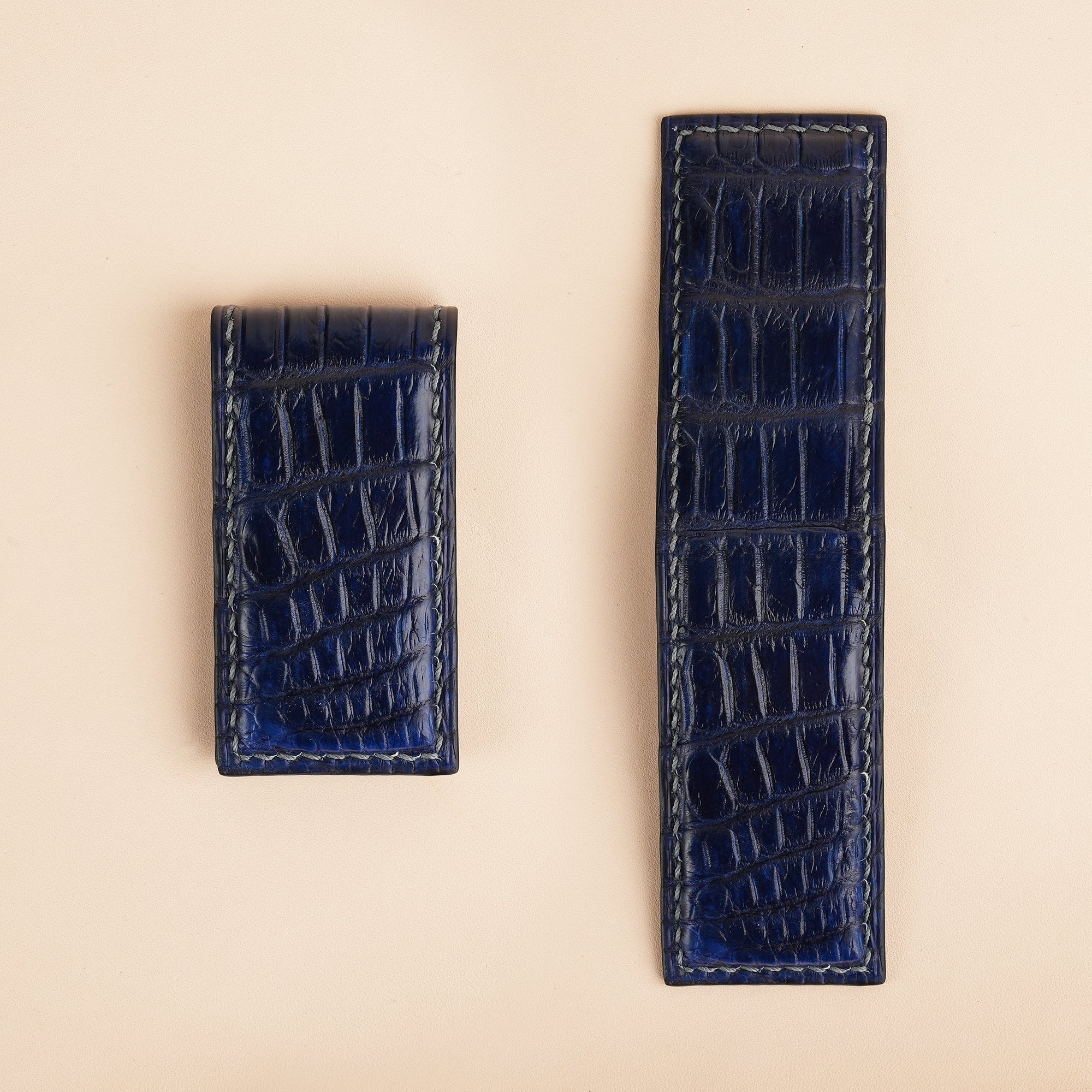 Dark Blue Alligator Leather Money Clip - Square Shape