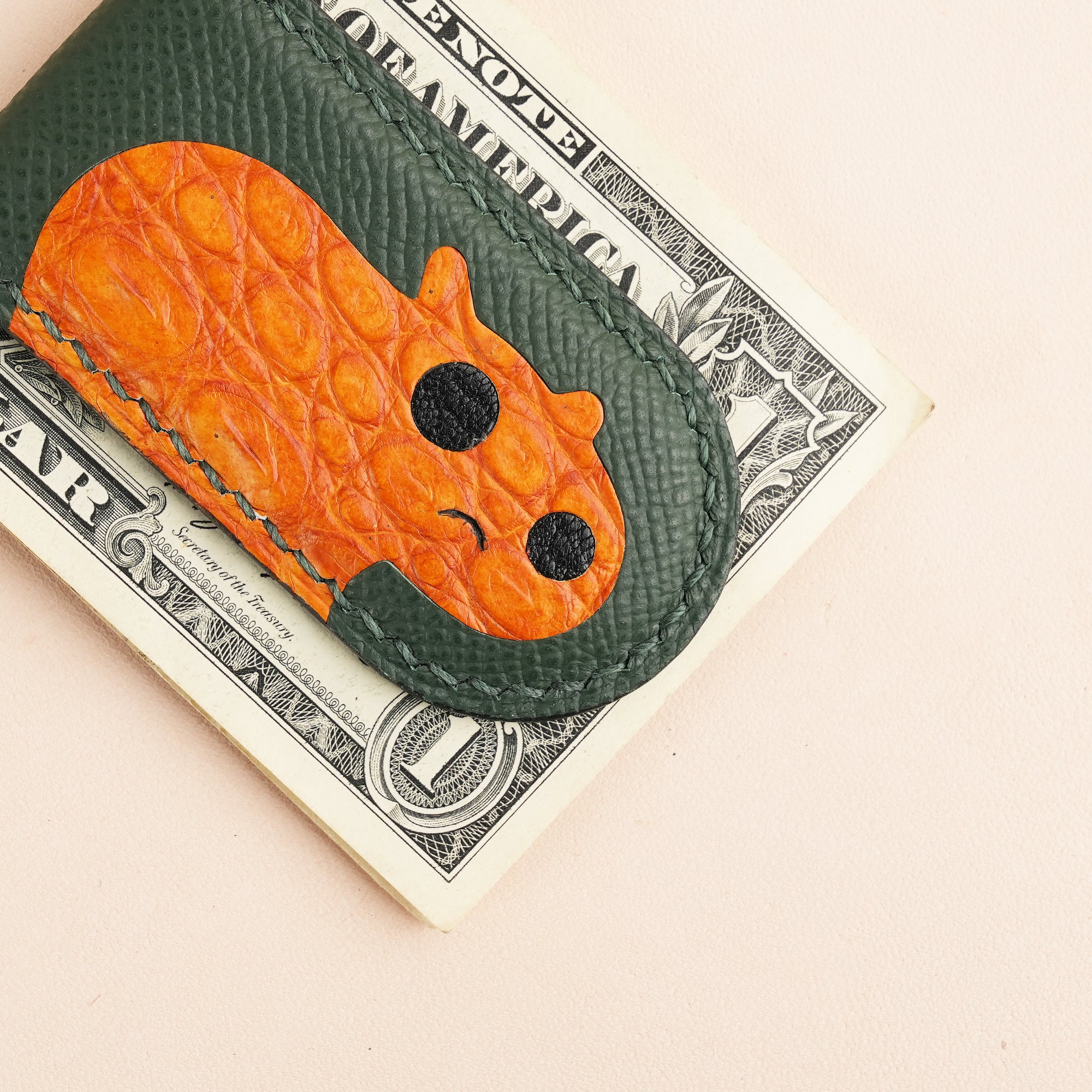 Epsom Leather Money Clip - Capybara Stupid