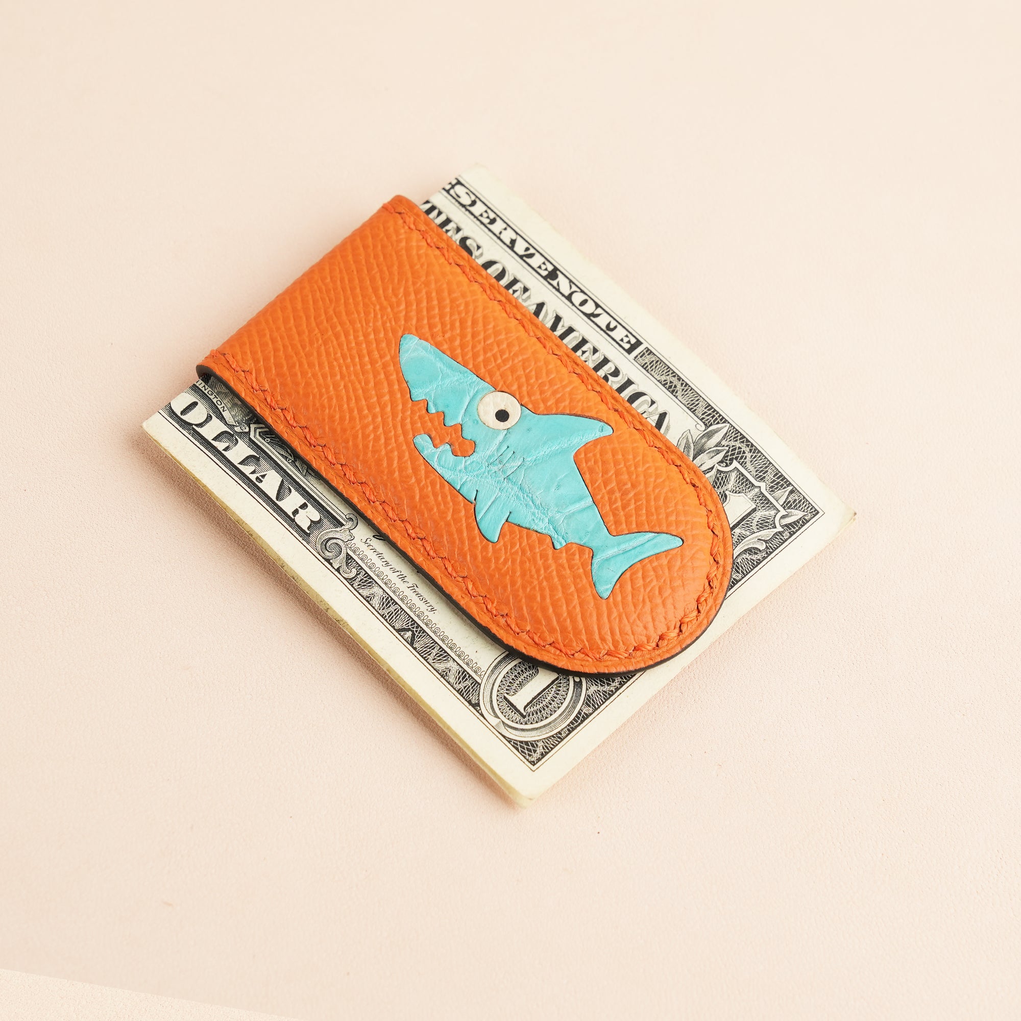Epsom Leather Money Clip - Shark Stupid