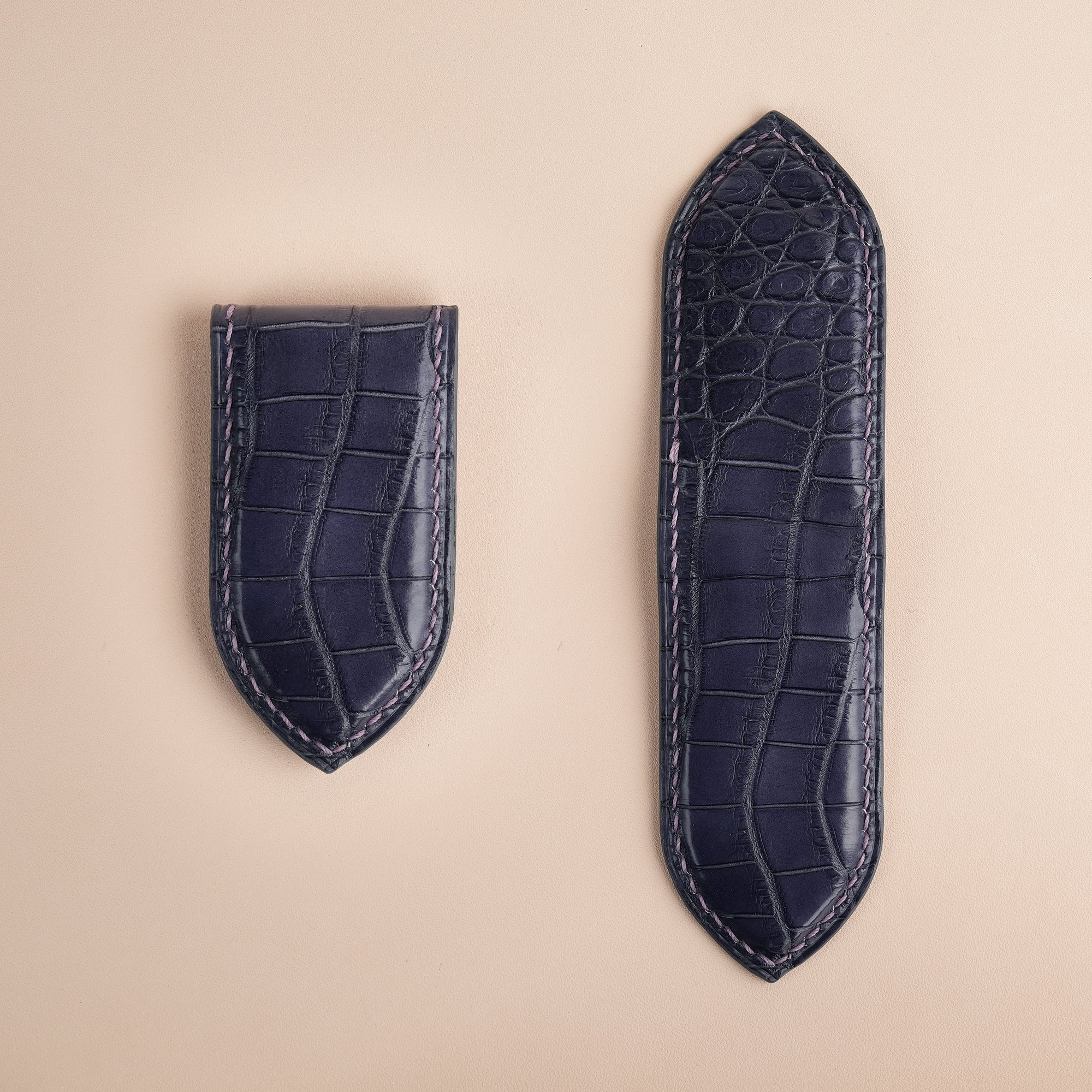 Stone Gray Alligator Leather Money Clip - Pointed Shape