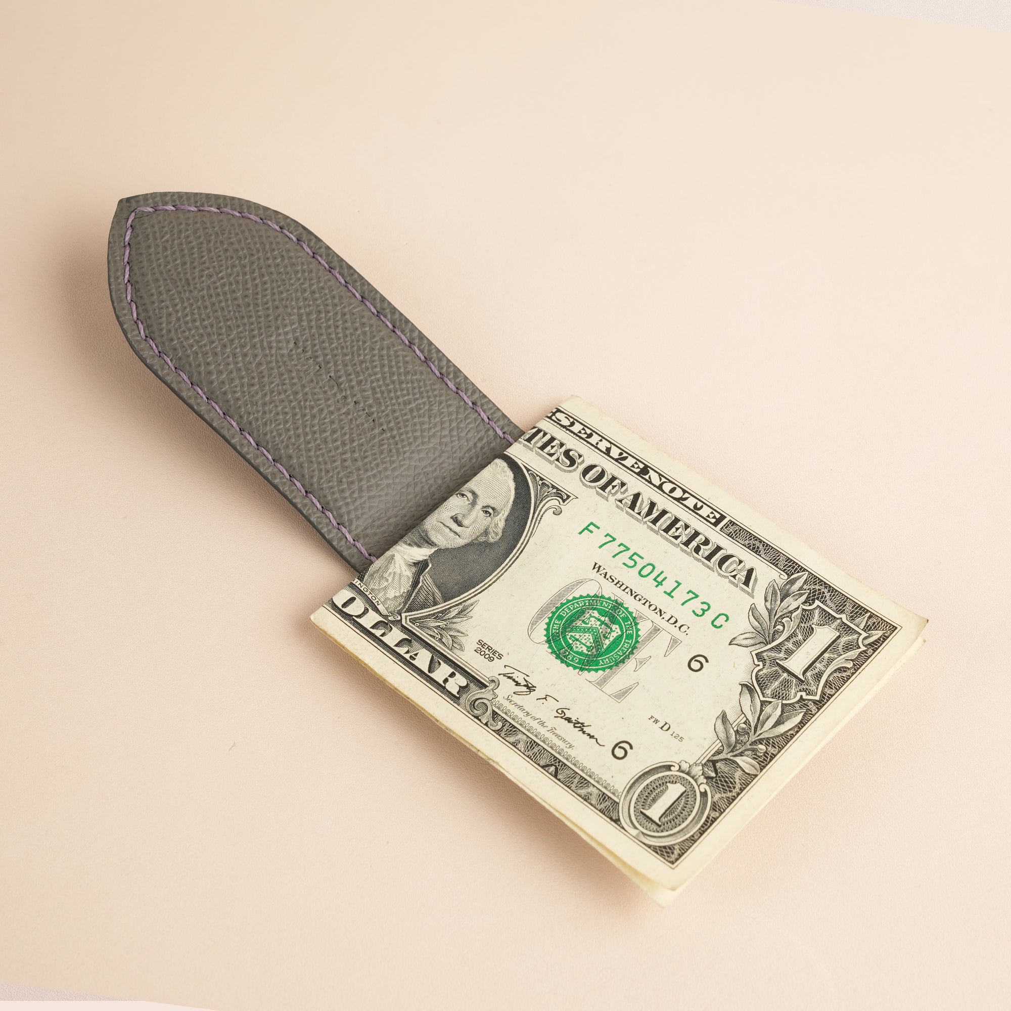 Stone Gray Alligator Leather Money Clip - Pointed Shape