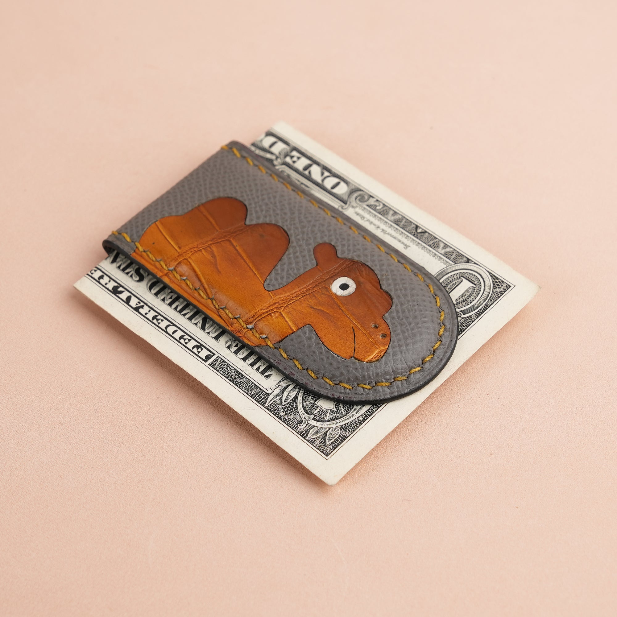 Epsom Leather Money Clip - Camelo Stupid