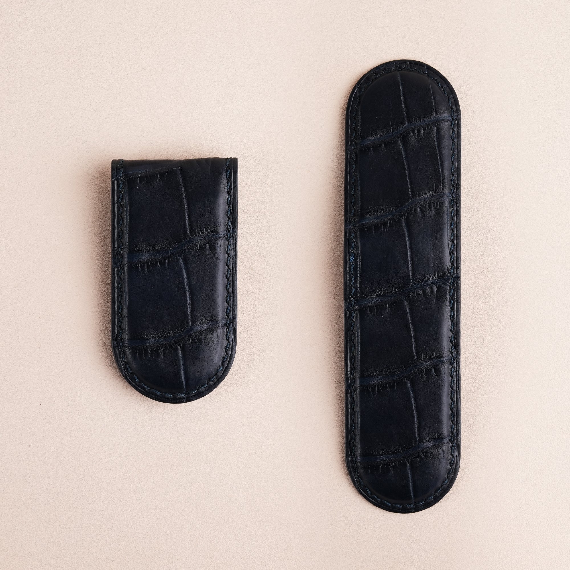 Midnight Blue Alligator Leather Money Clip