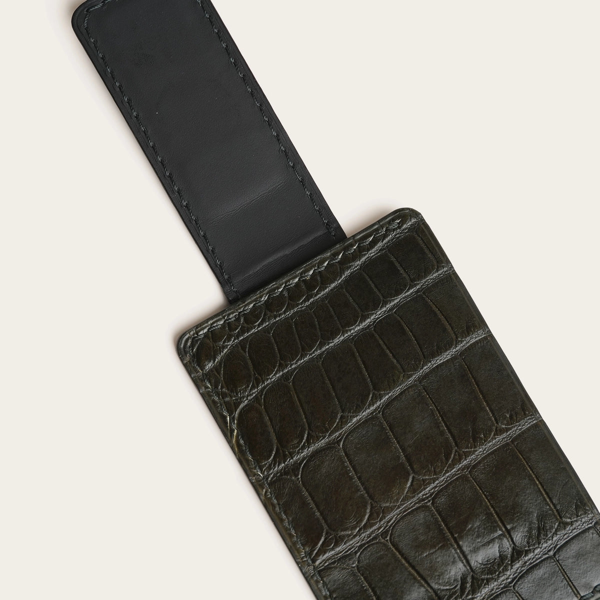 Moss Alligator Leather Magnetic Money Card Clip