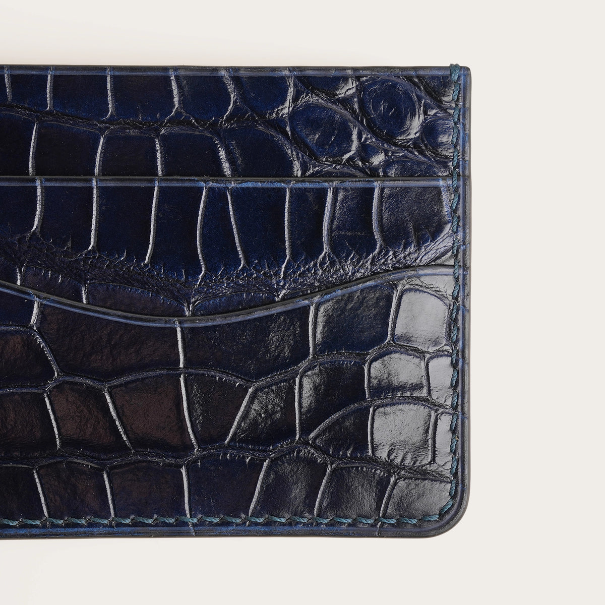 Navy Alligator Leather Money Card Clip