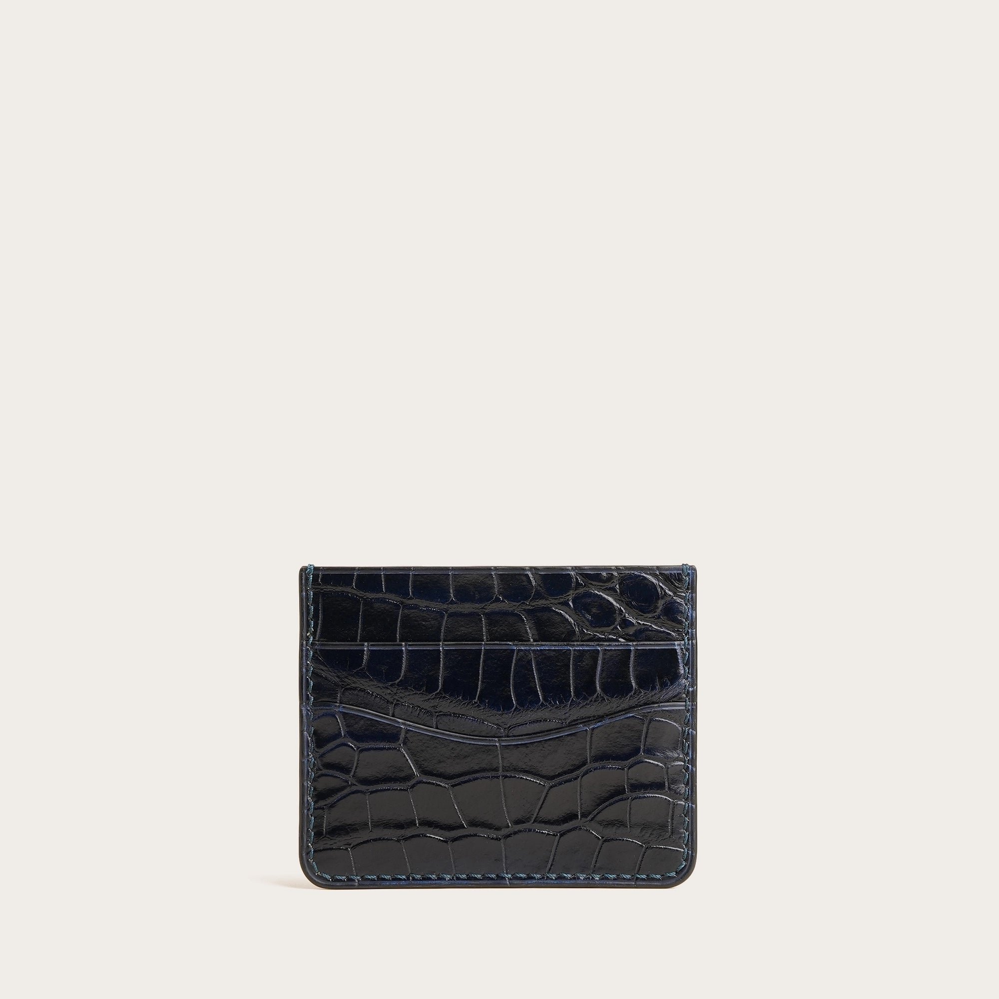 Navy Alligator Leather Money Card Clip