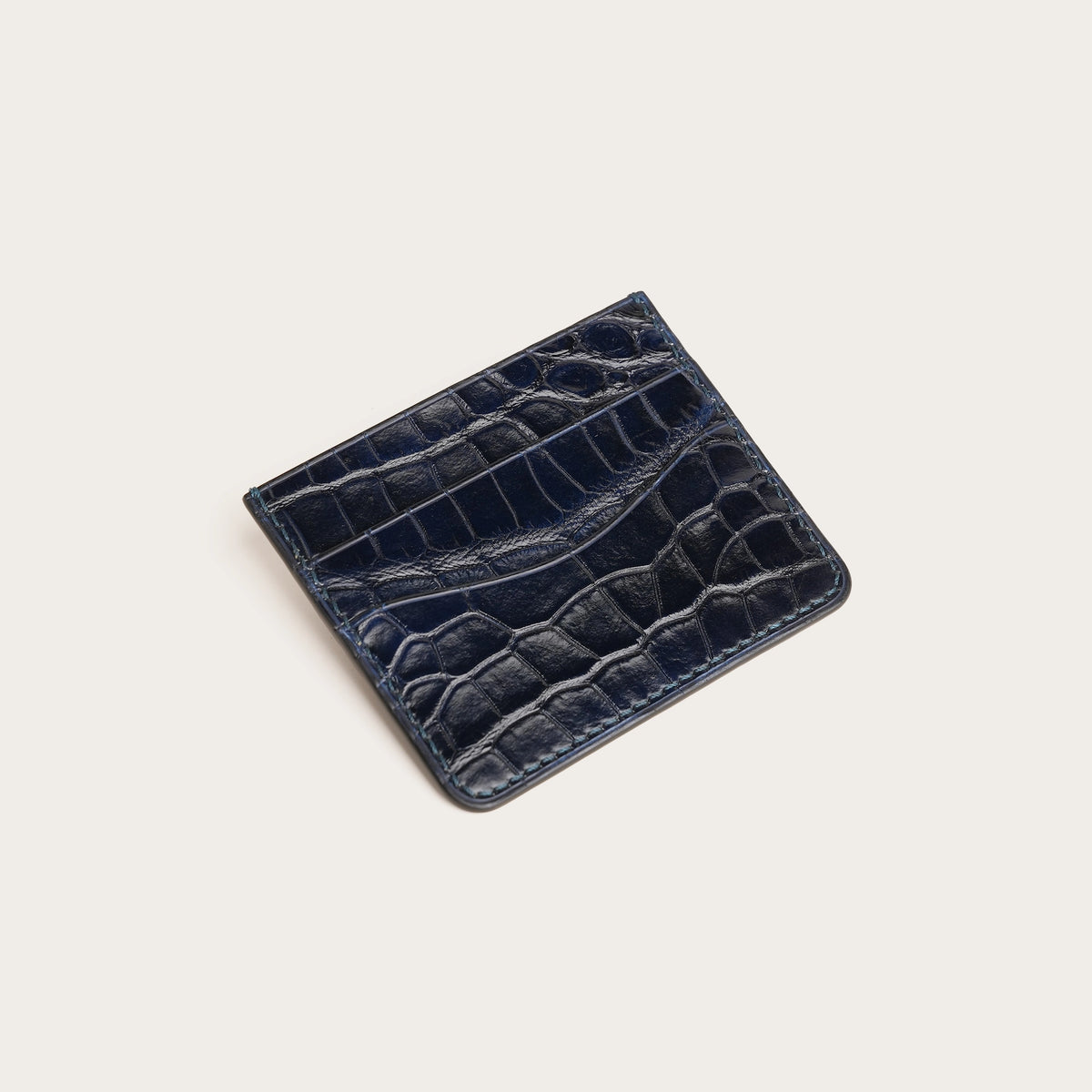 Navy Alligator Leather Money Card Clip