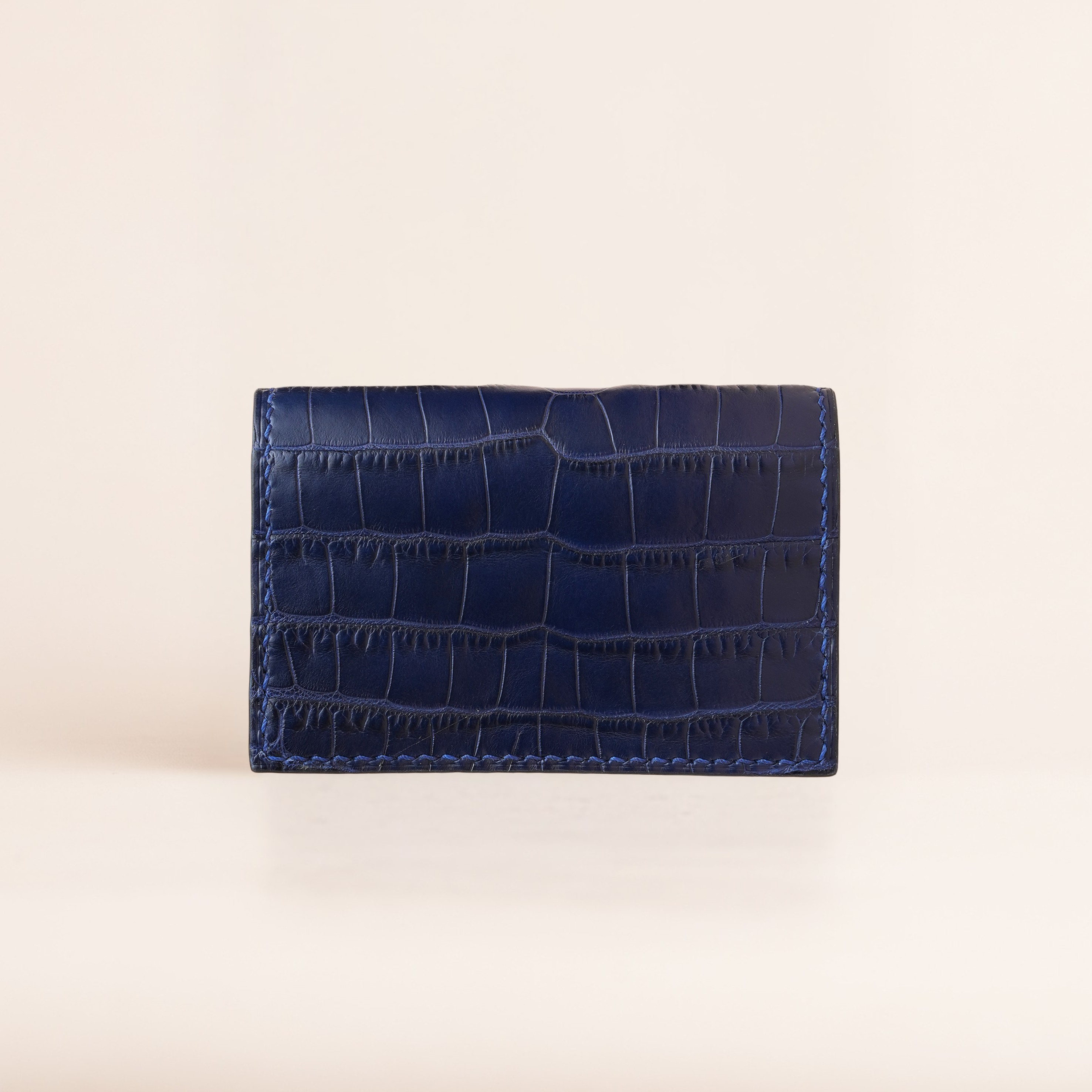 Navy Alligator Leather Snap Wallet
