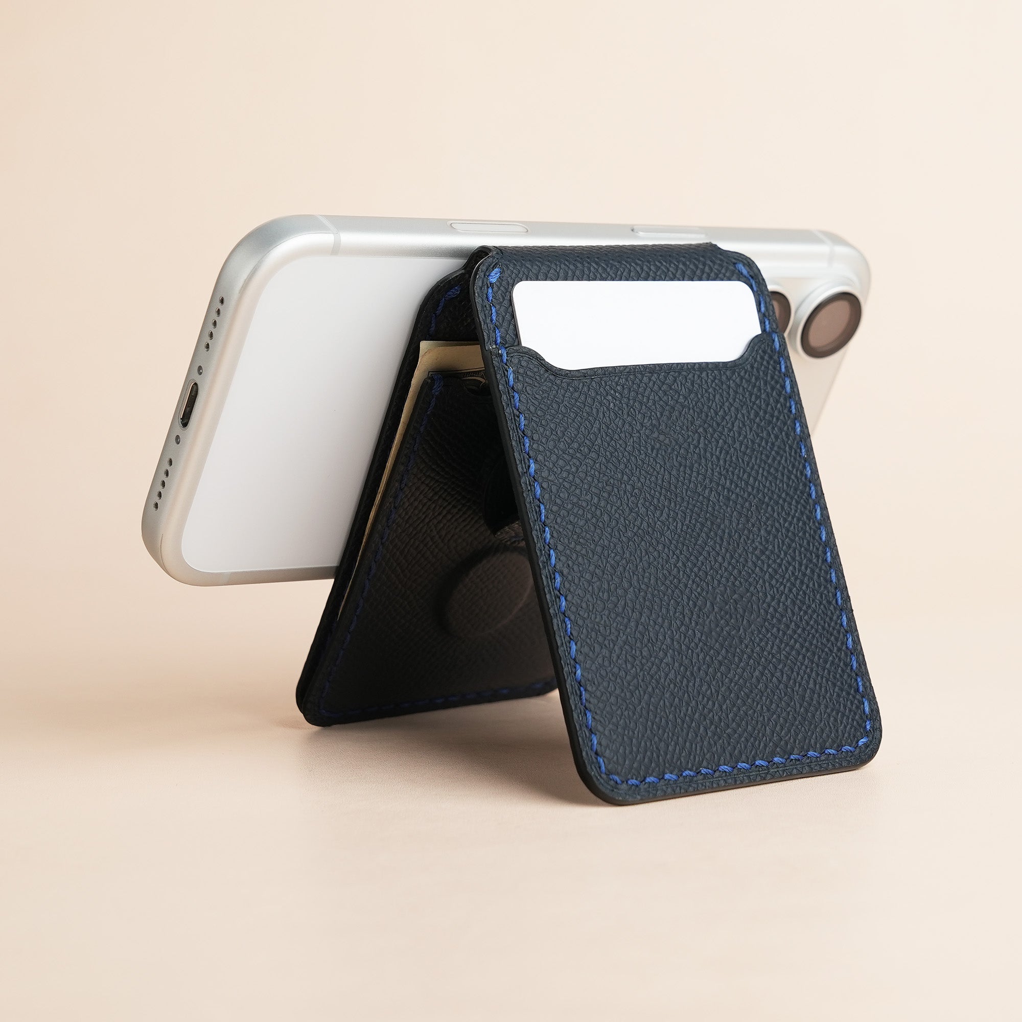 Navy Blue Epsom Leather Magsafe Wallet