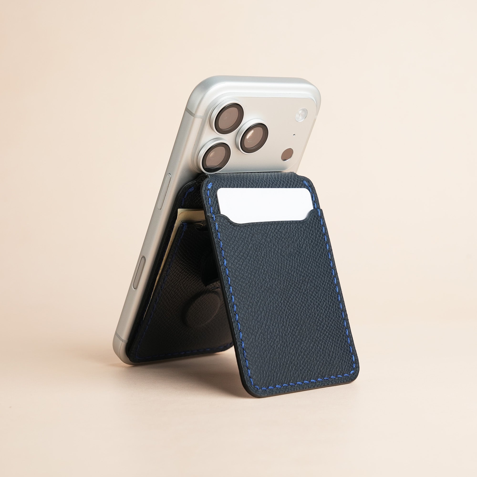 Navy Blue Epsom Leather Magsafe Wallet